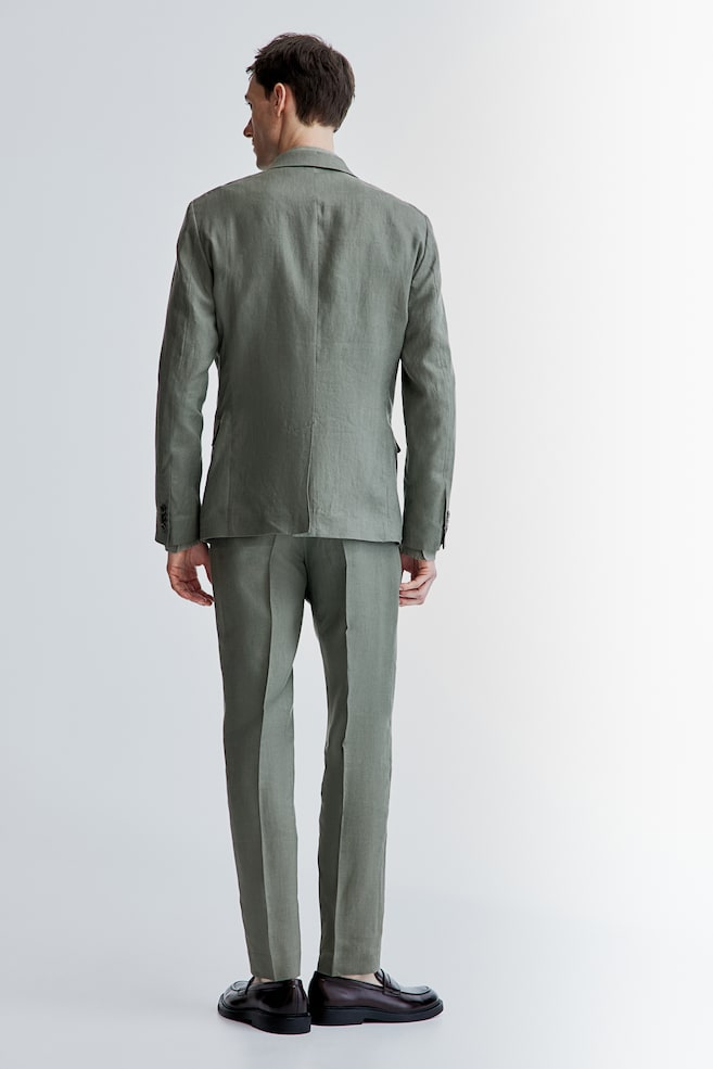 Slim Fit Linen Jacket - Green/Light beige/Dark beige/Dark blue/Light gray/Sky blue - 3