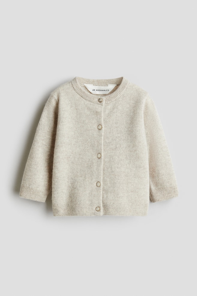 Cashmere-Knit Cardigan - Light beige/Dusty pink - 1