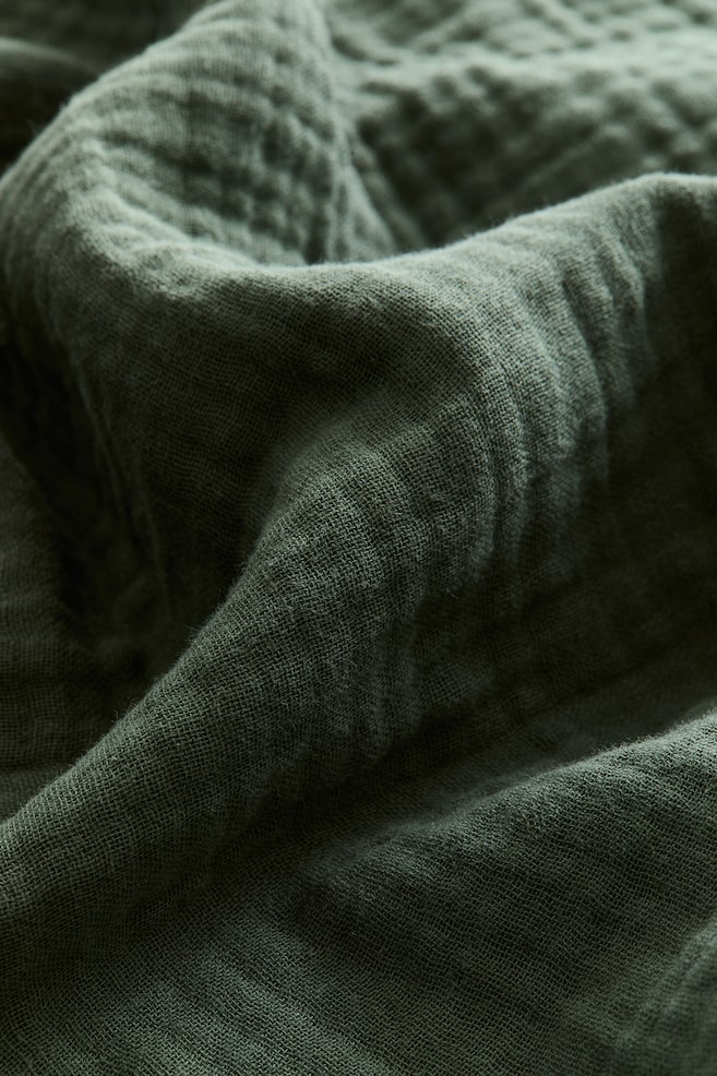 Cotton Muslin Pillowcase-Dark green - 3