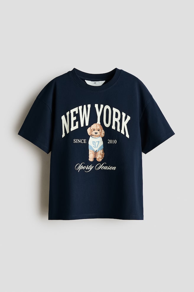 Printed Cotton T-Shirt - Navy blue/New York/Light pink/cherries/Light turquoise/Ibiza Beach - 1