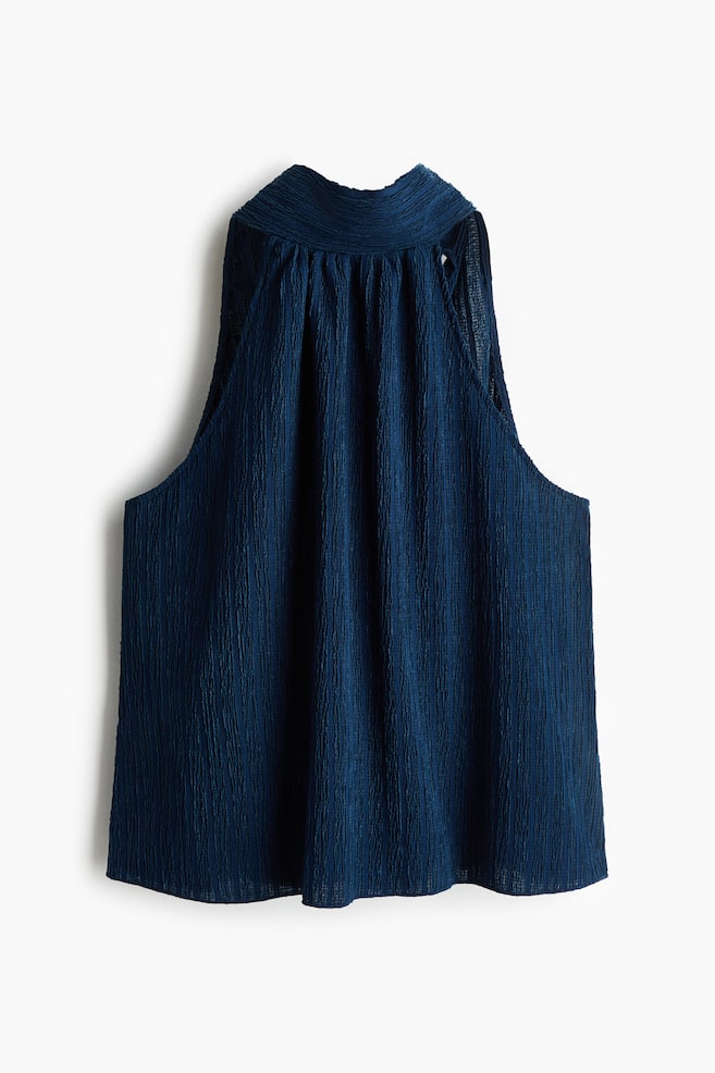 Textured halterneck top - Tummansininen/Kermanvaalea/Khakinvihreä/Batiikkikuvio - 1