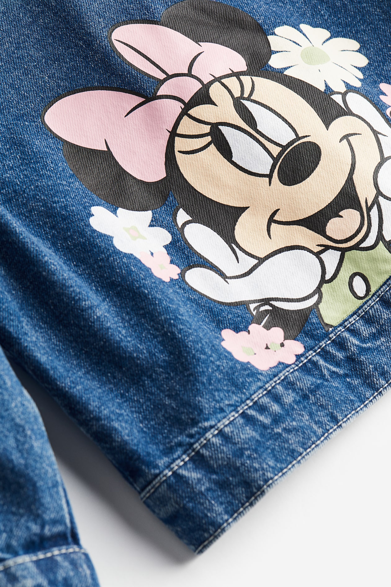 Printed Denim Jacket Dark denim blue/Minnie Mouse Kids H&M