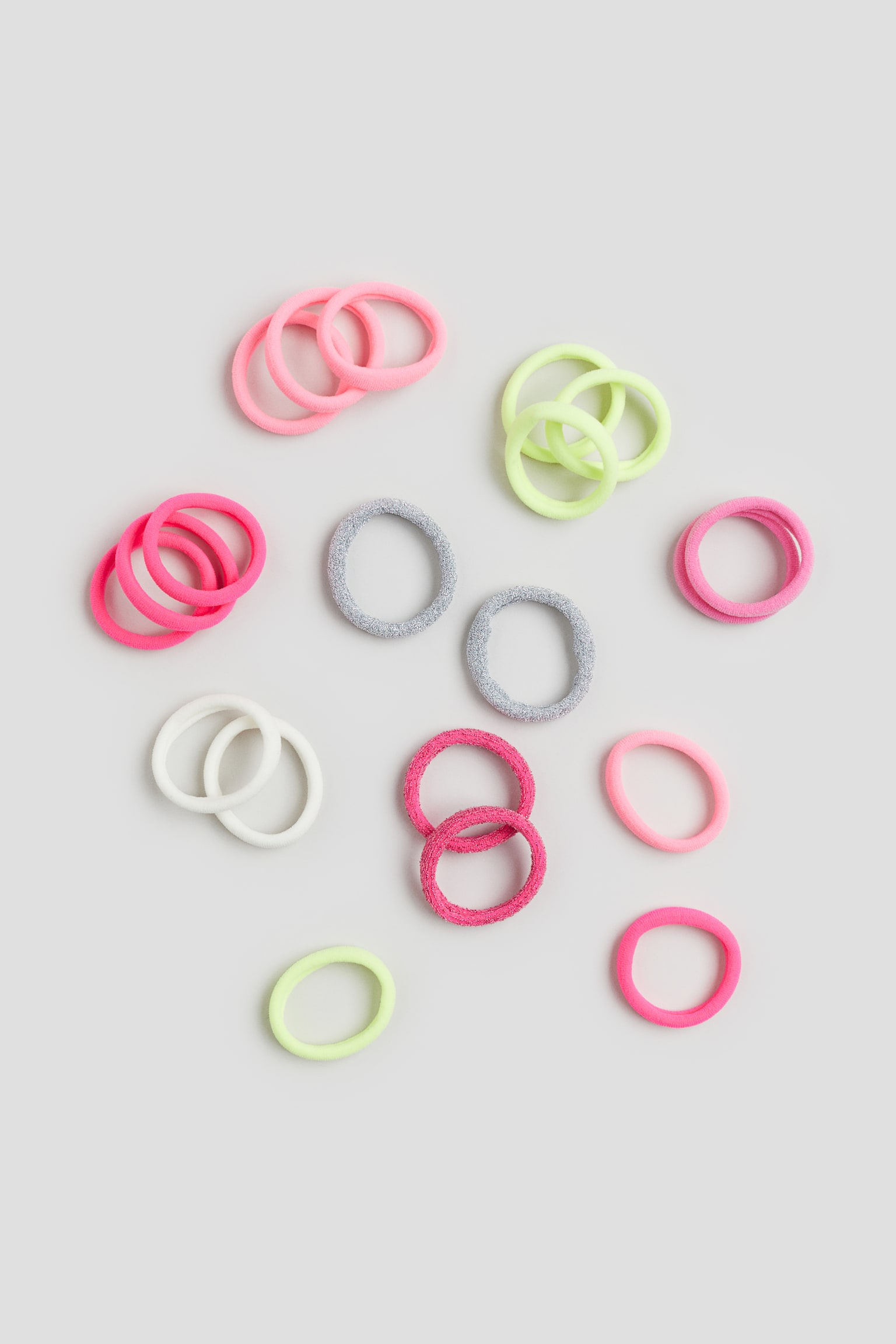 20-pack Hair Elastics - Pink/Multicolour/Powder pink/Gold colour - 1