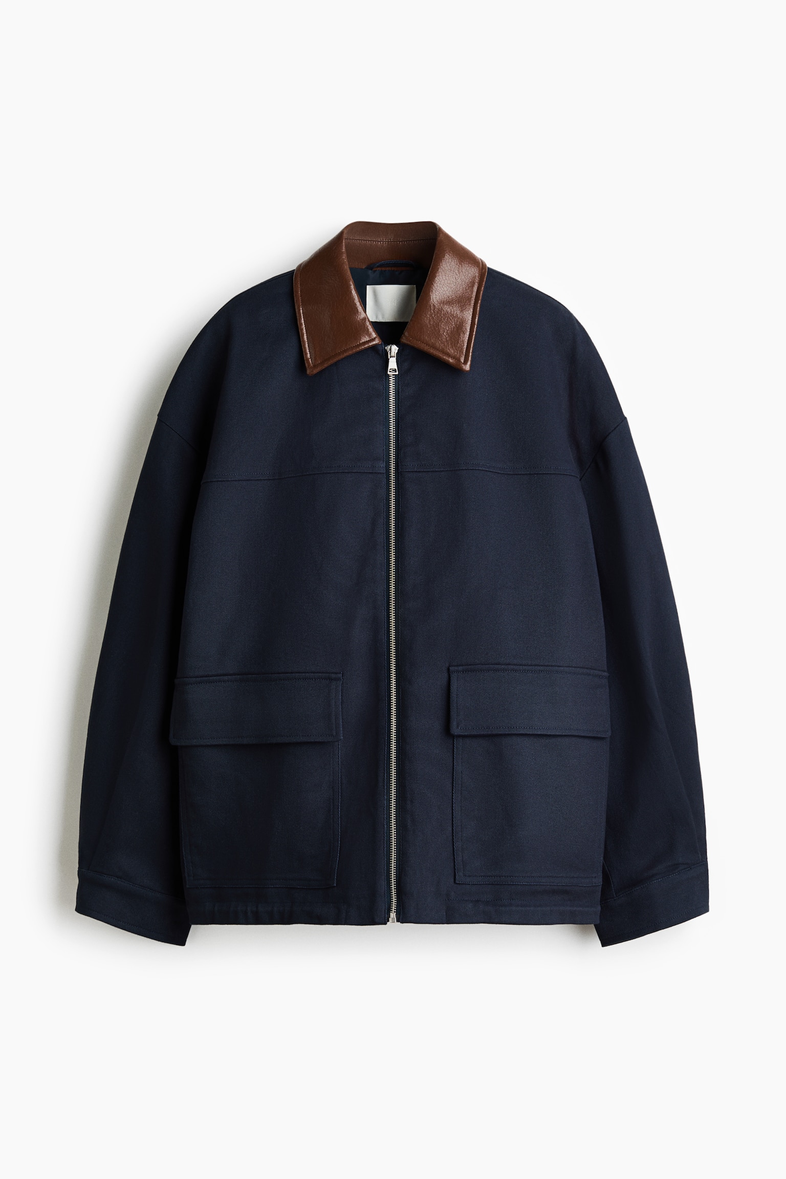 Oversized twill jacket - Navy blue - 1