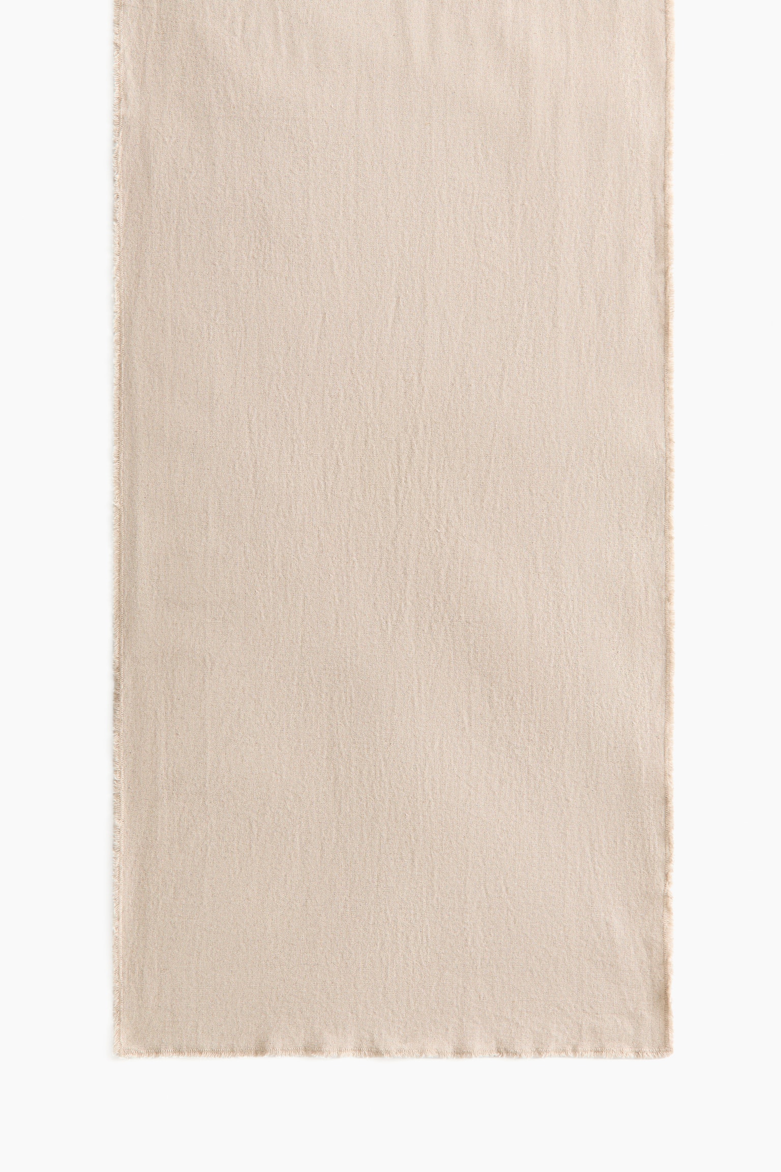 Linen-blend fringed table runner - Light beige/Mole/Dark brown