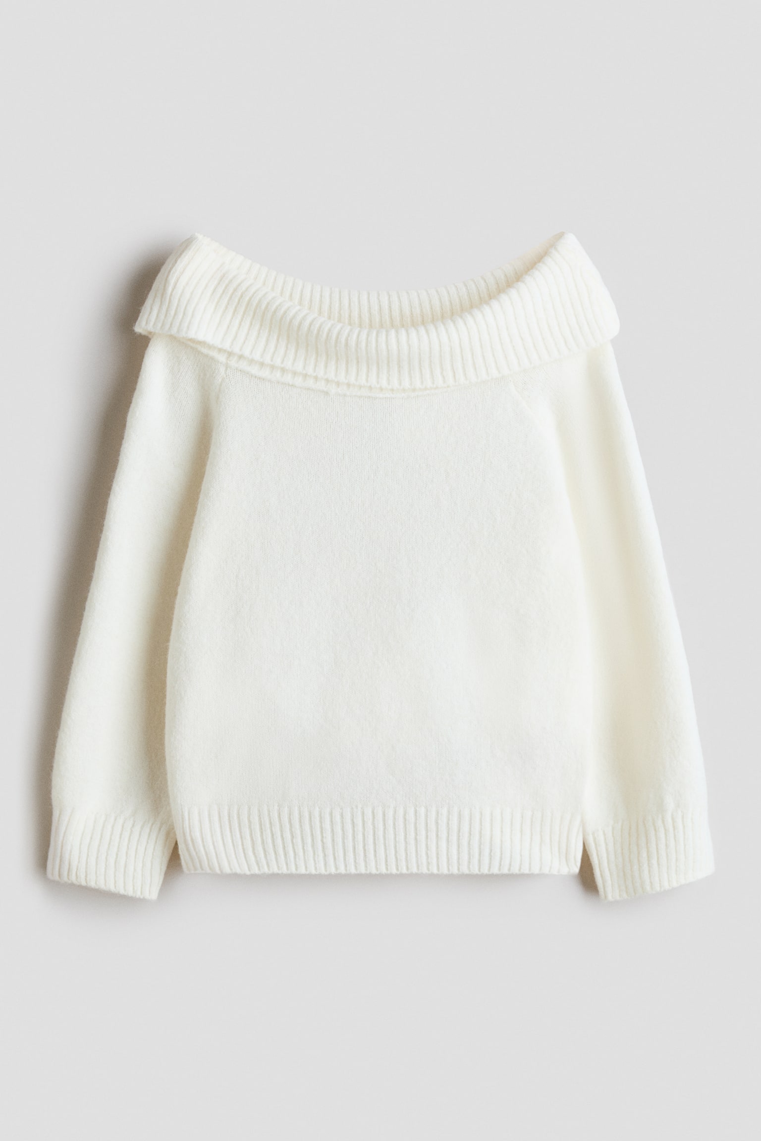 Off-the-shoulder jumper - White/Dark red