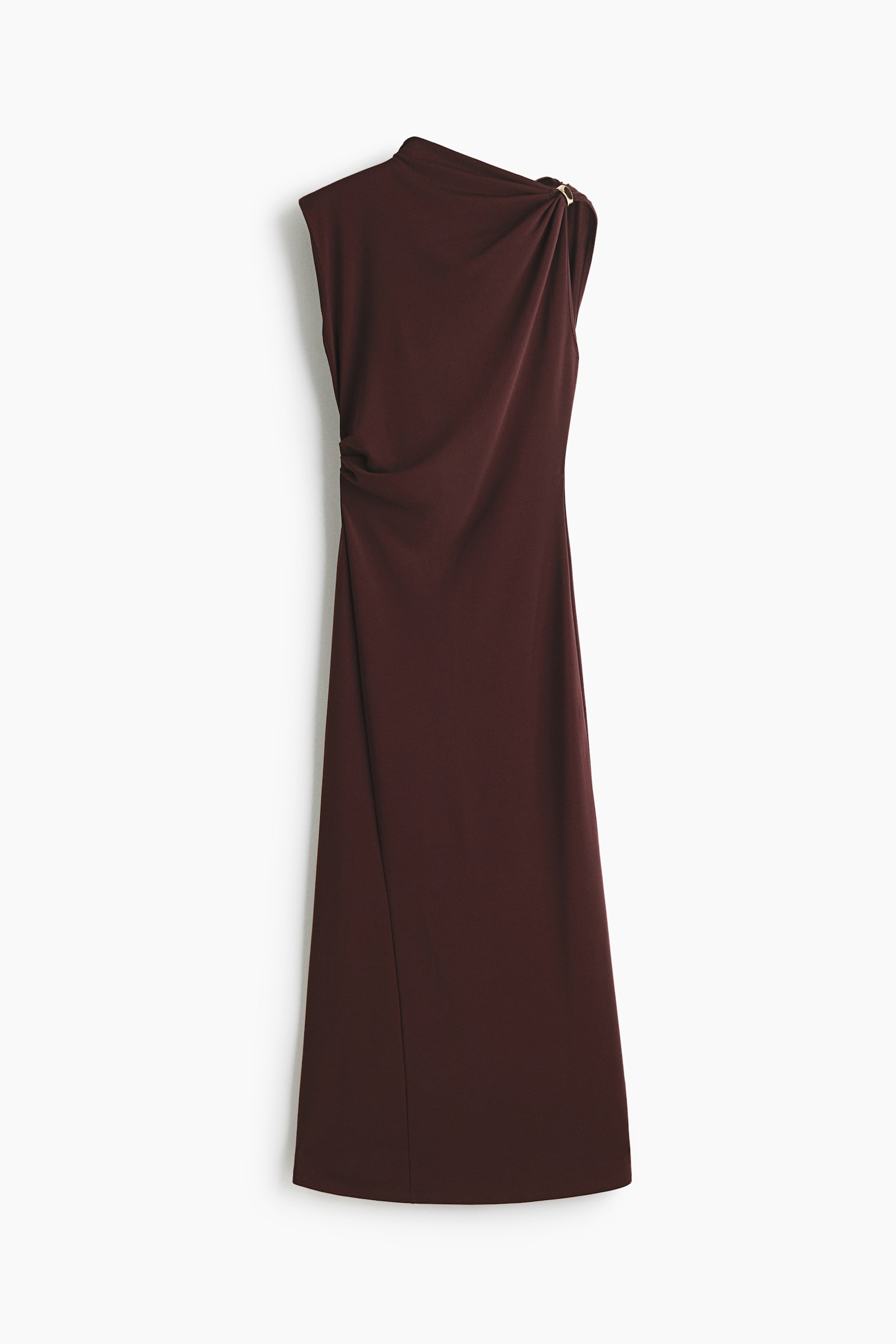 Draped-Detail Jersey Dress-Dark brown - 2