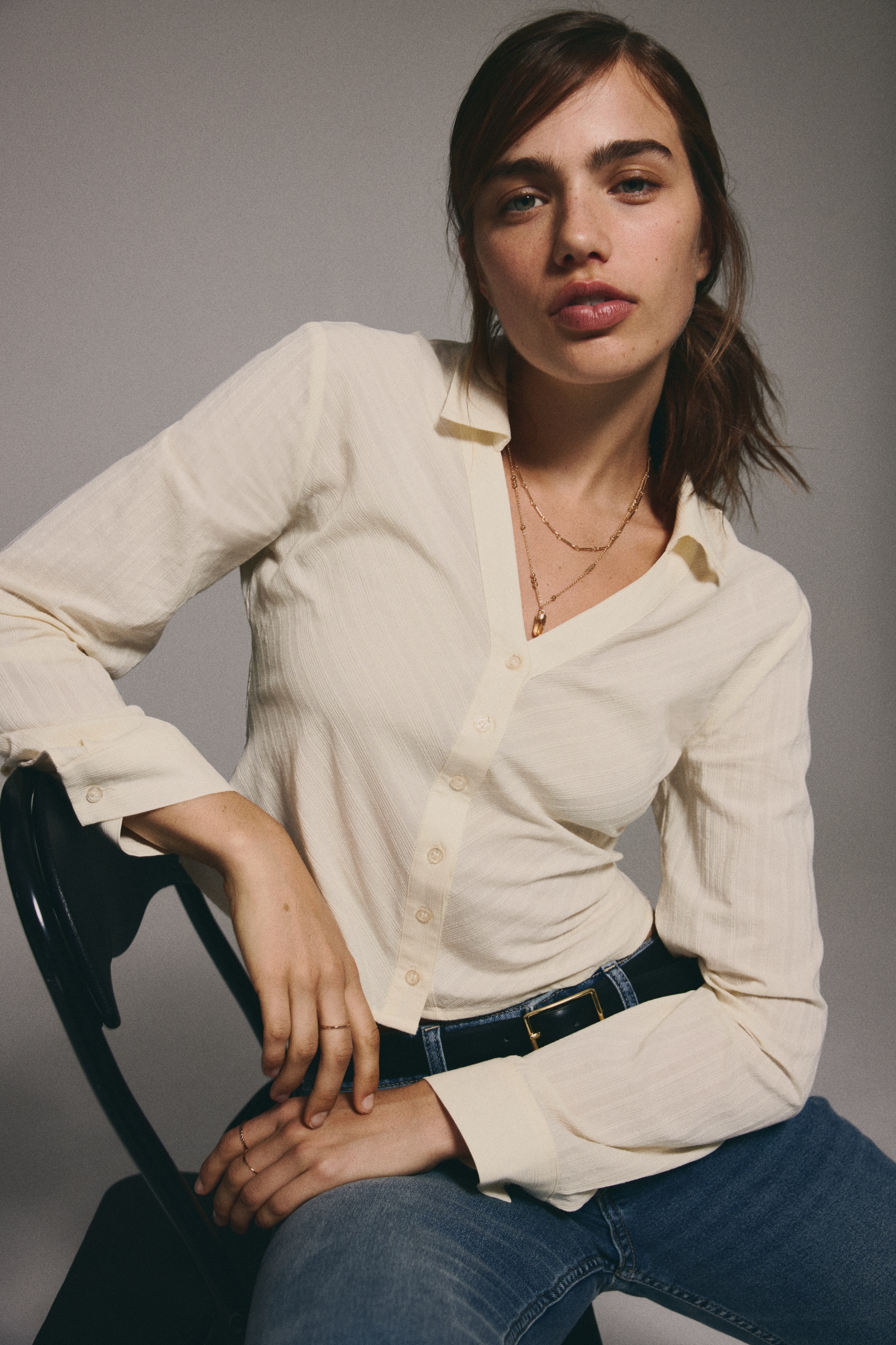 Cropped cotton shirt