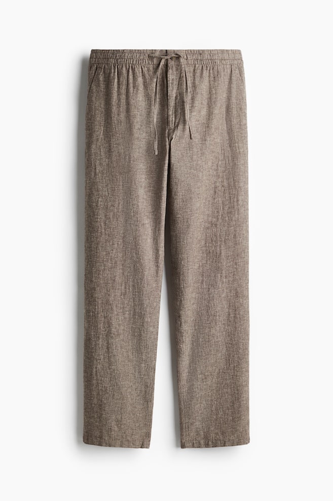 Regular Fit Linen-blend trousers - Dark beige/Cream/White/Sage green/Black/Navy blue - 1