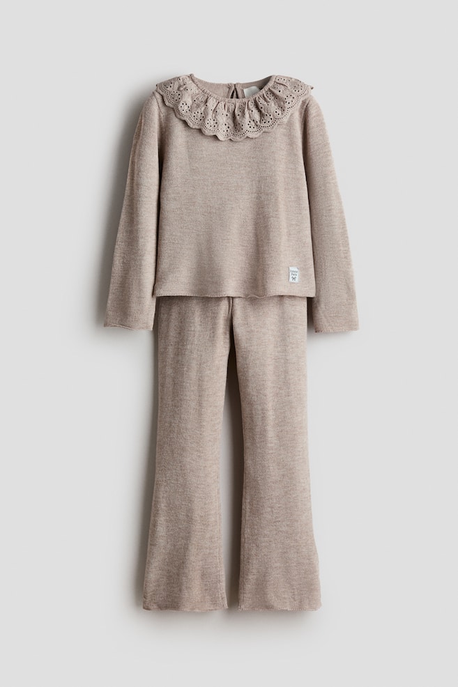 2-piece fine-knit set - Mole marl/Light dusty pink/Paris - 1