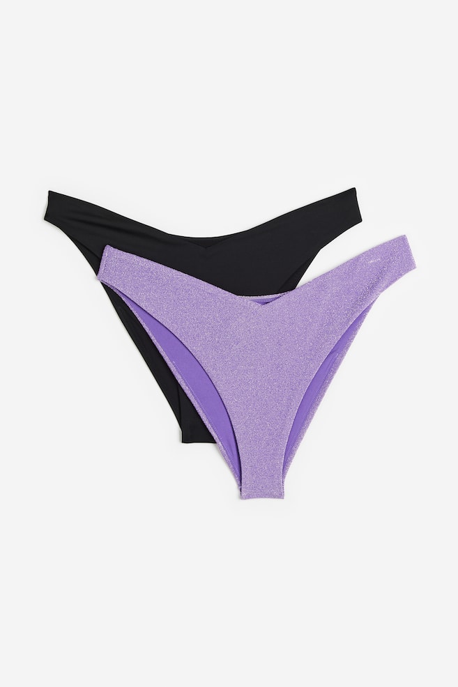 H&M+ 2-pack bikini bottoms - Purple/Black/Mint green/Patterned - 1