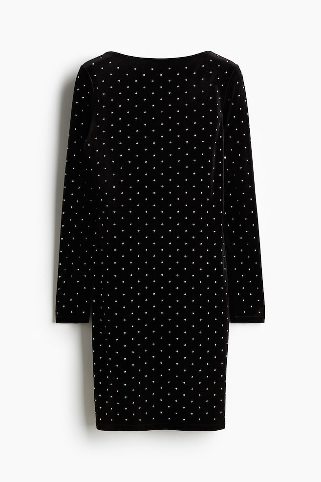Robe à encolure bateau - Noir/strass/Noir/Gris foncé/scintillant - 1