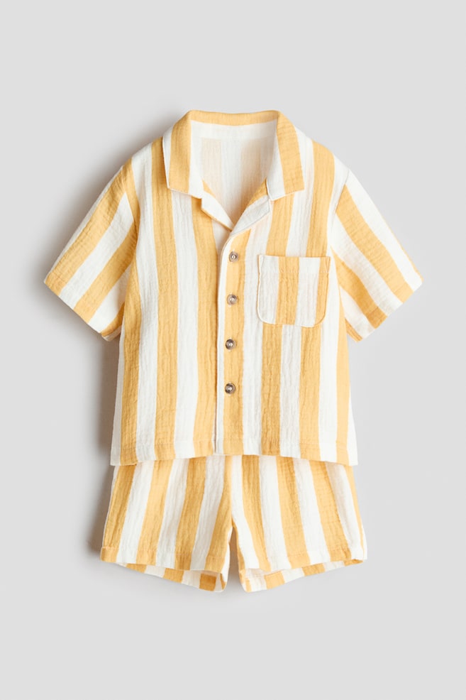 2-Piece Set - Yellow/white striped/Dark denim blue/Light blue/white striped/Light turquoise/striped - 1