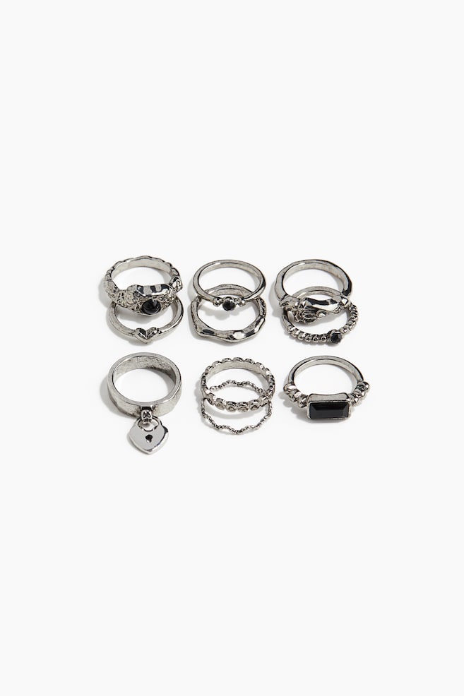 10-Pack Rings - Silver-colored - 1