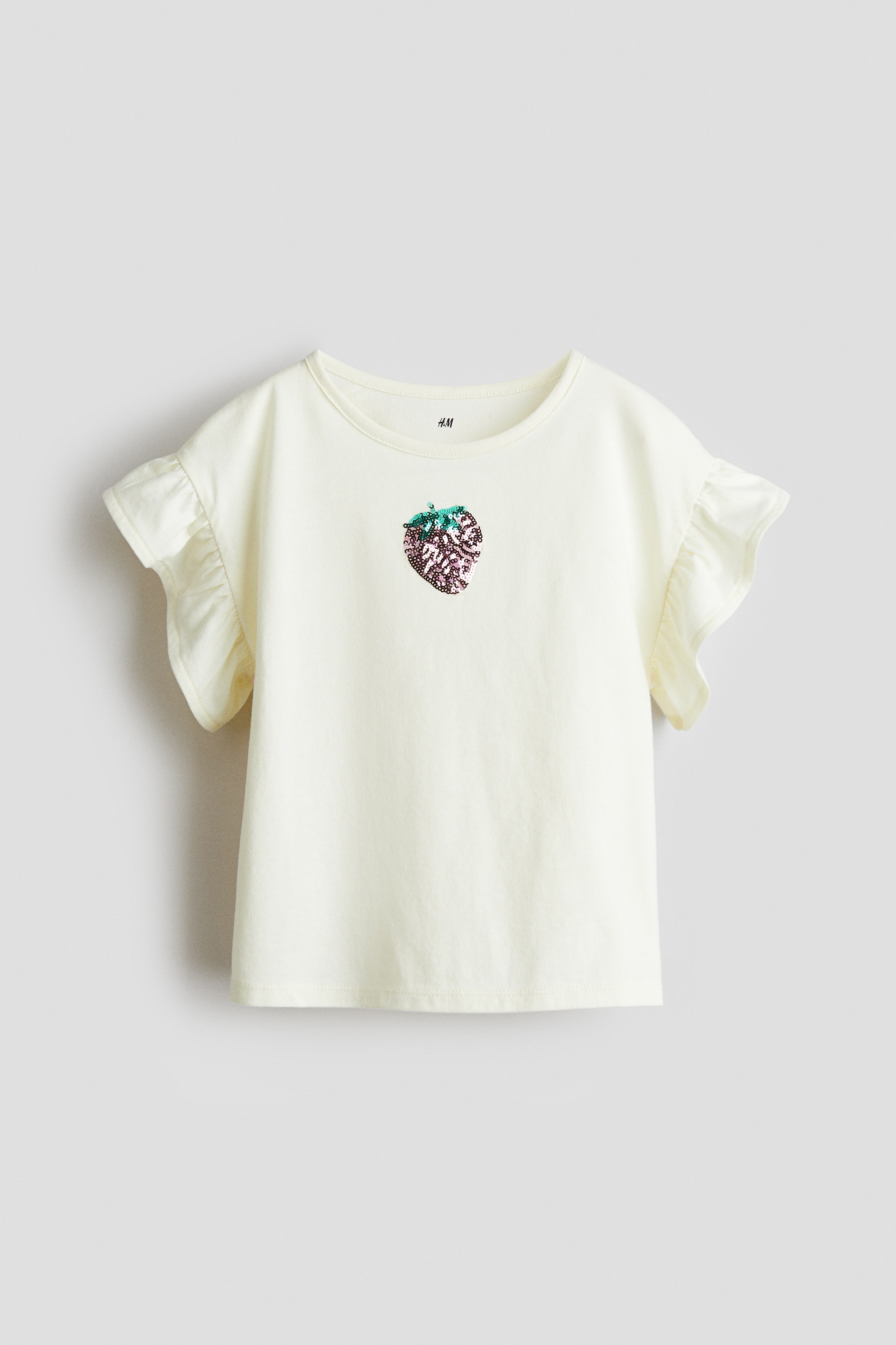 Sequined cotton top - Light yellow/Strawberry/Pink/Rainbows