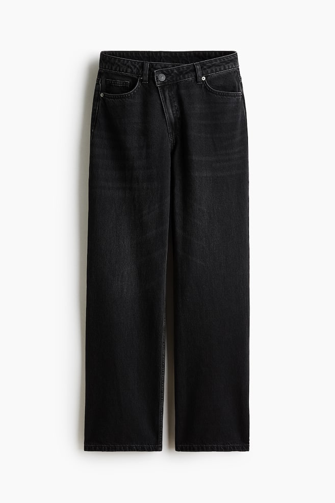 Wide-Leg Regular-Waist Jeans - Denim black/Light denim blue - 1