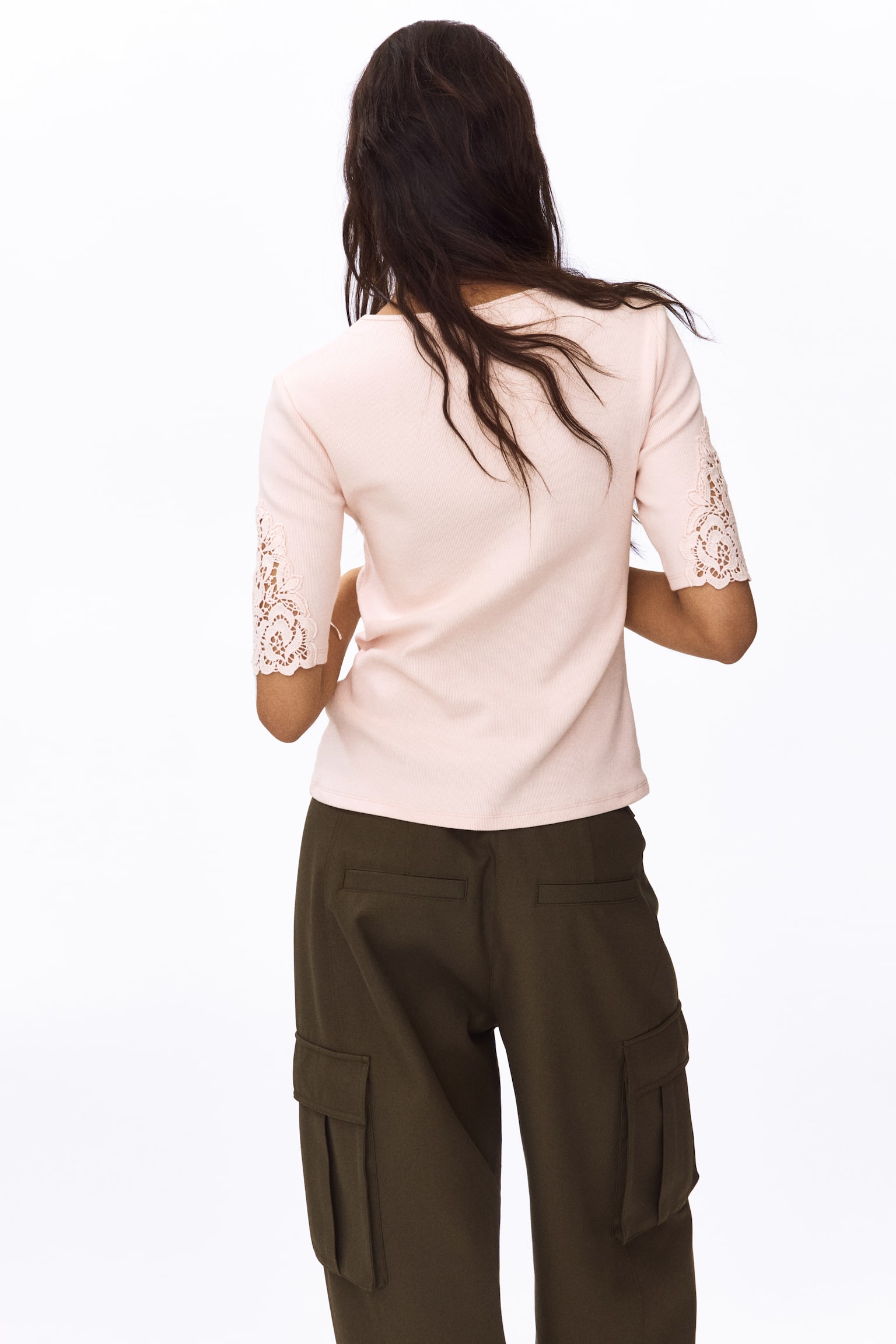 Ribbed lace-inset top - 4