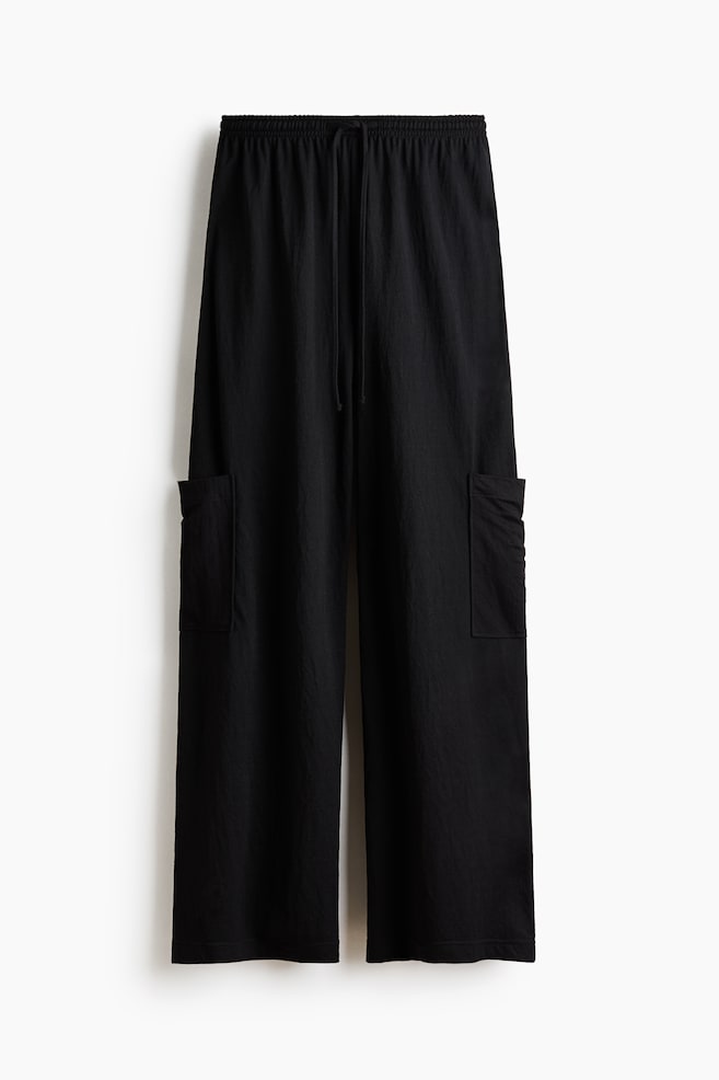 Cargo Drawstring Pants - Black/Dark khaki green - 1