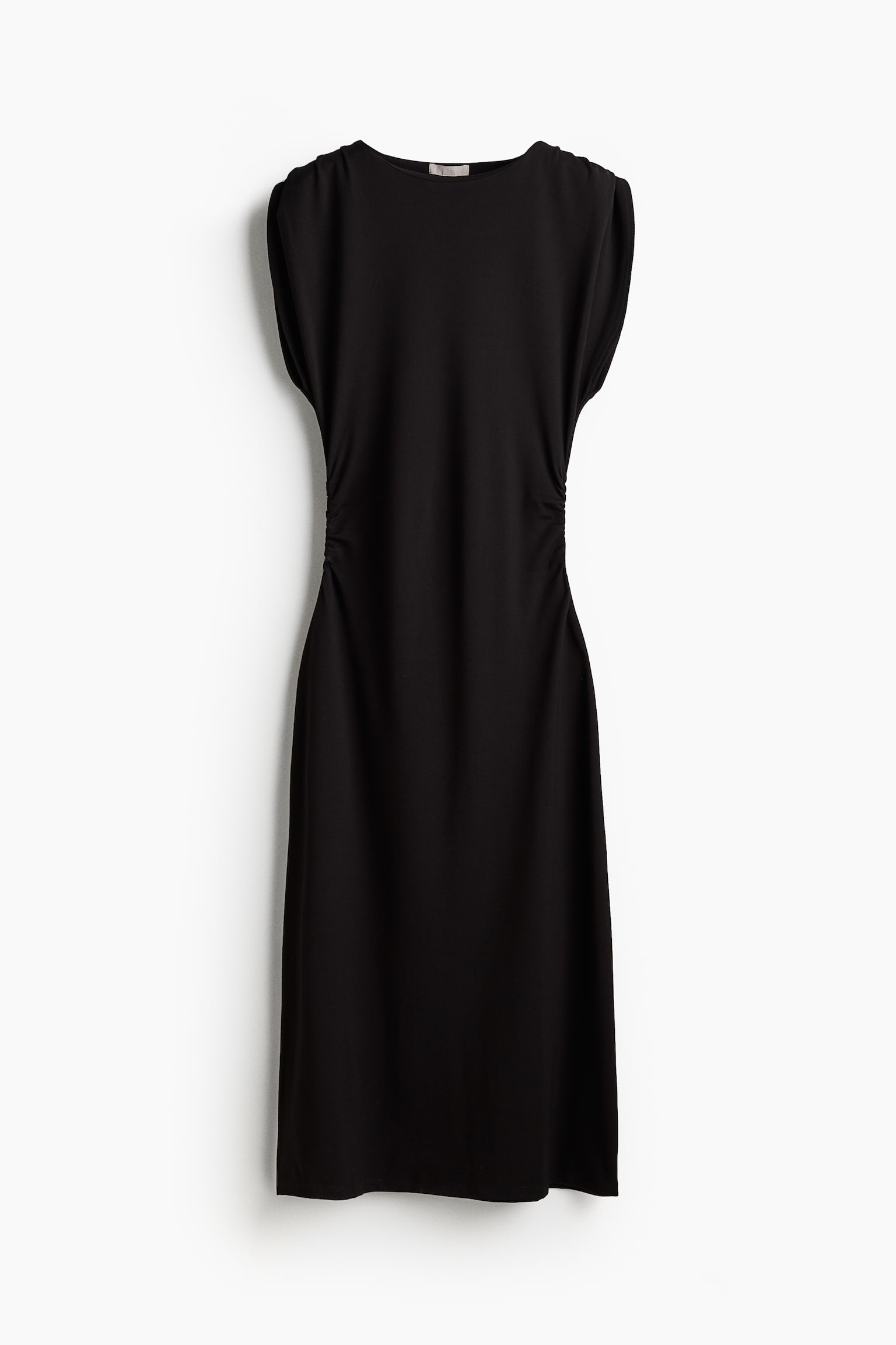 Boat-neck jersey dress - Black/Light beige - 2