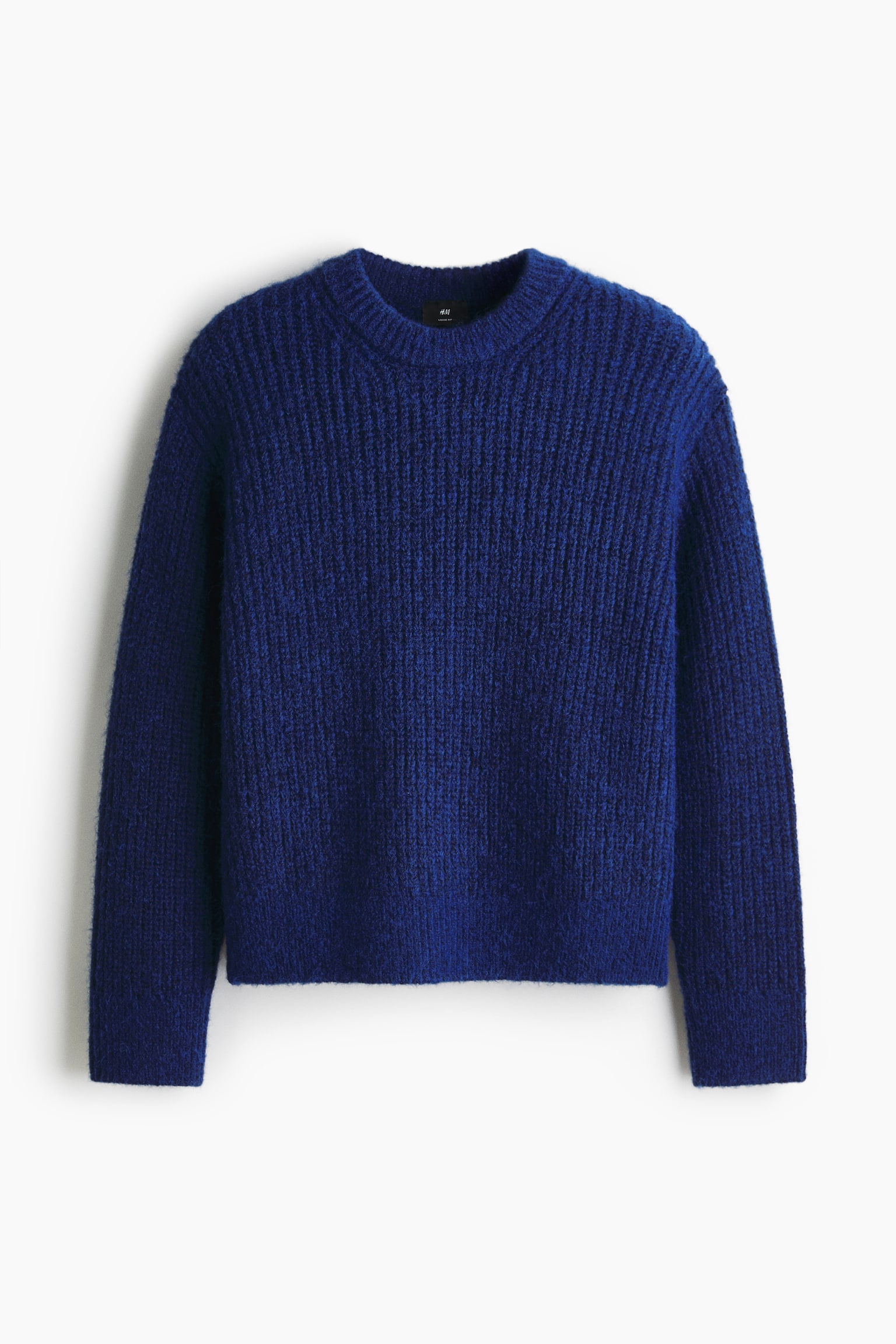 Pullover in maglia a coste Loose Fit - Blu scuro/Nero - 1