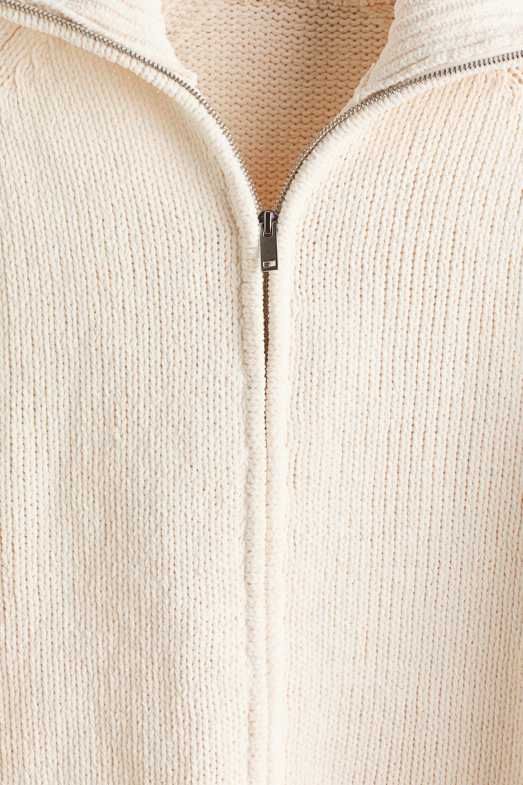 Relaxed-Fit Chenille Cardigan with Zipper