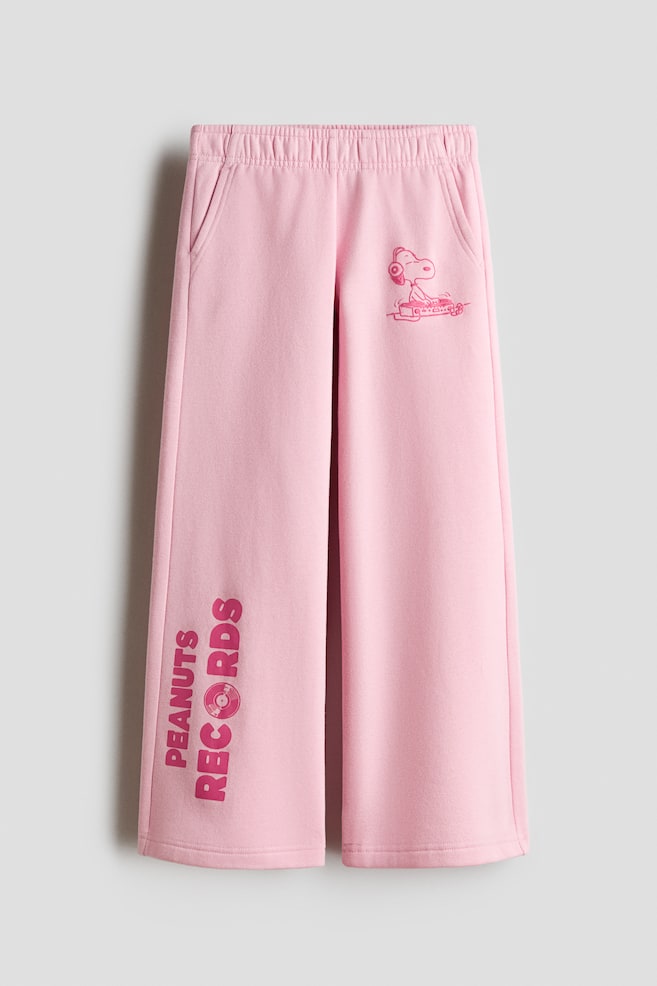 Sweatpant Joggers with Printed Motif - Pink/Snoopy/Light gray melange/Snoopy - 1