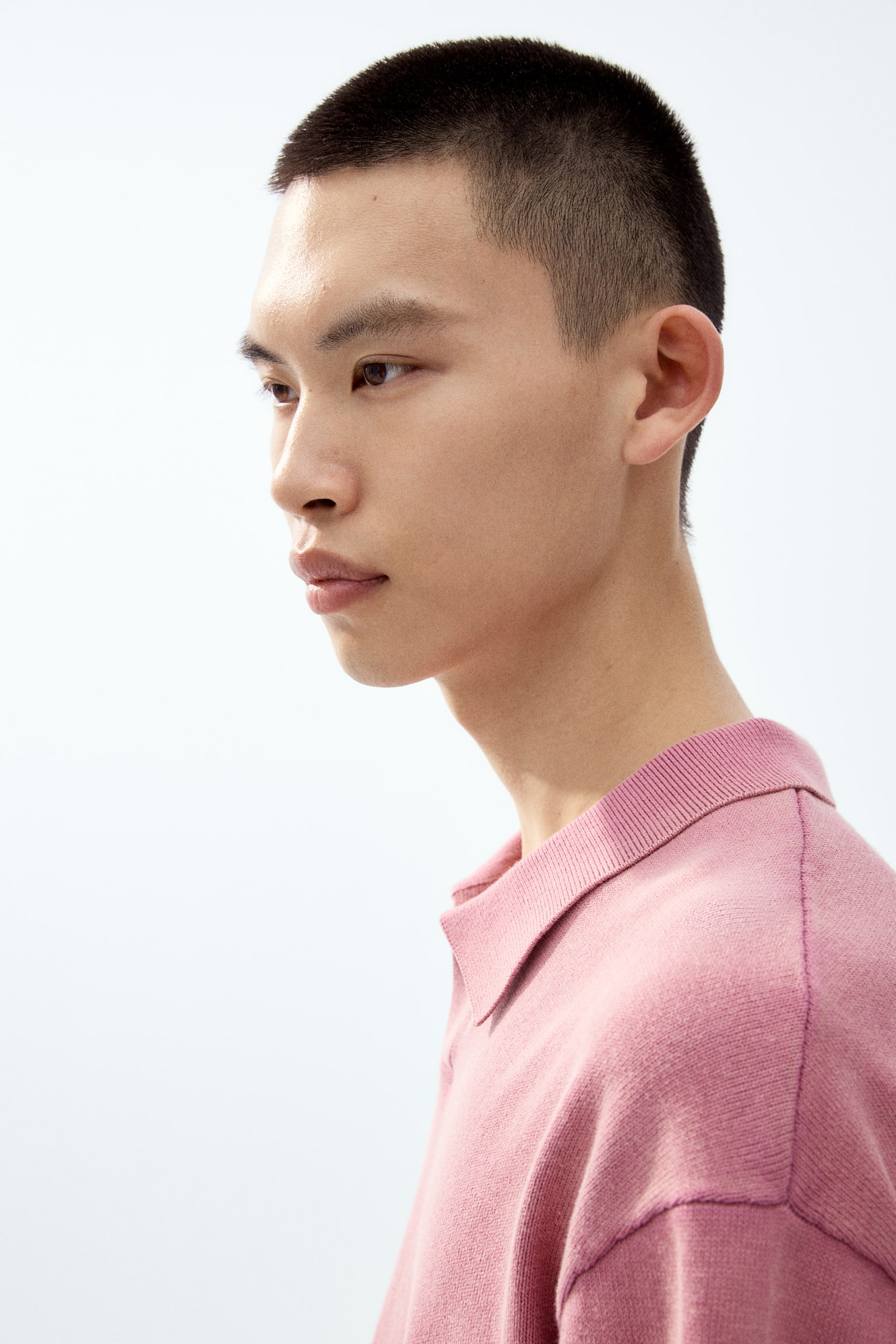 Loose Fit Knitted polo shirt - Dark pink/Blue/Black - 3