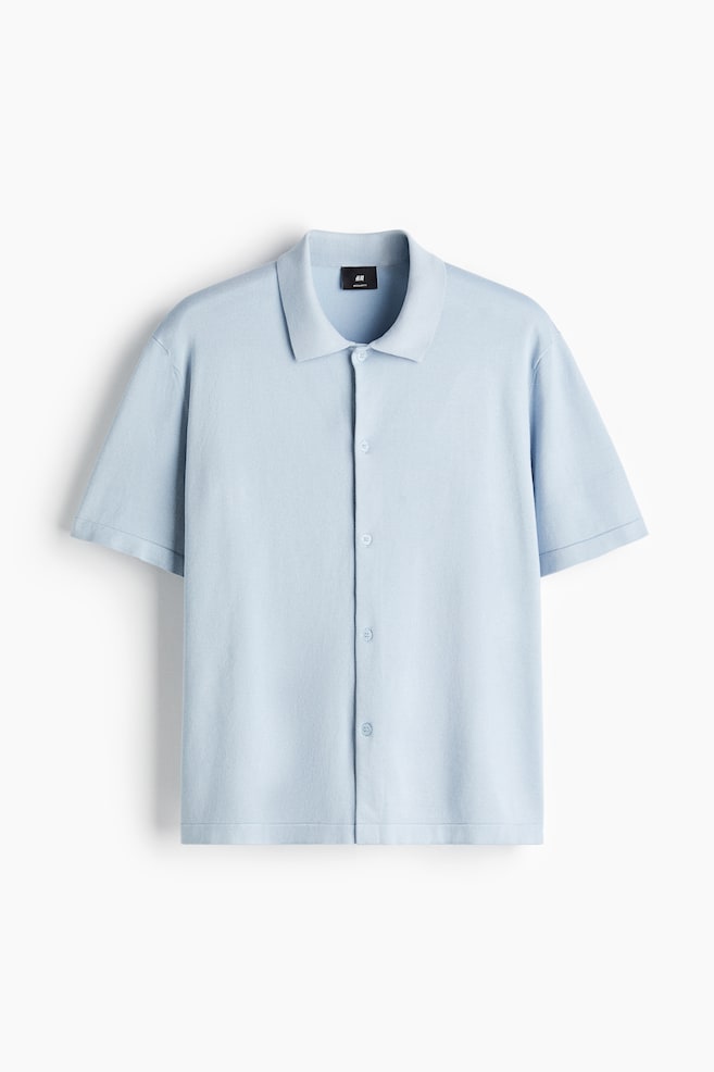 Regular Fit Fine Knit Shirt - Light blue/Navy blue/Dark brown - 1