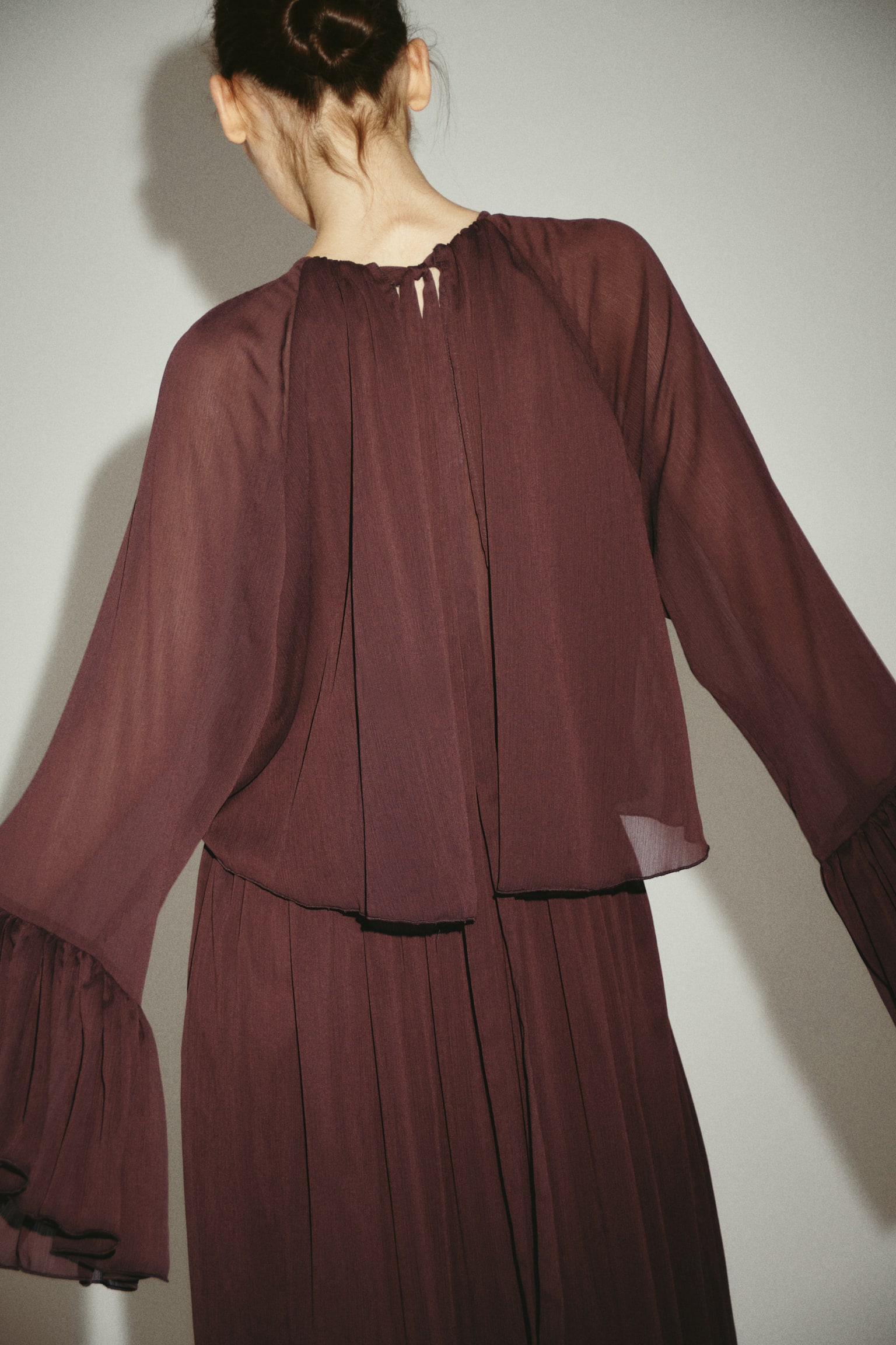 Vestido oversized con apariencia de capas - Café oscuro - 4