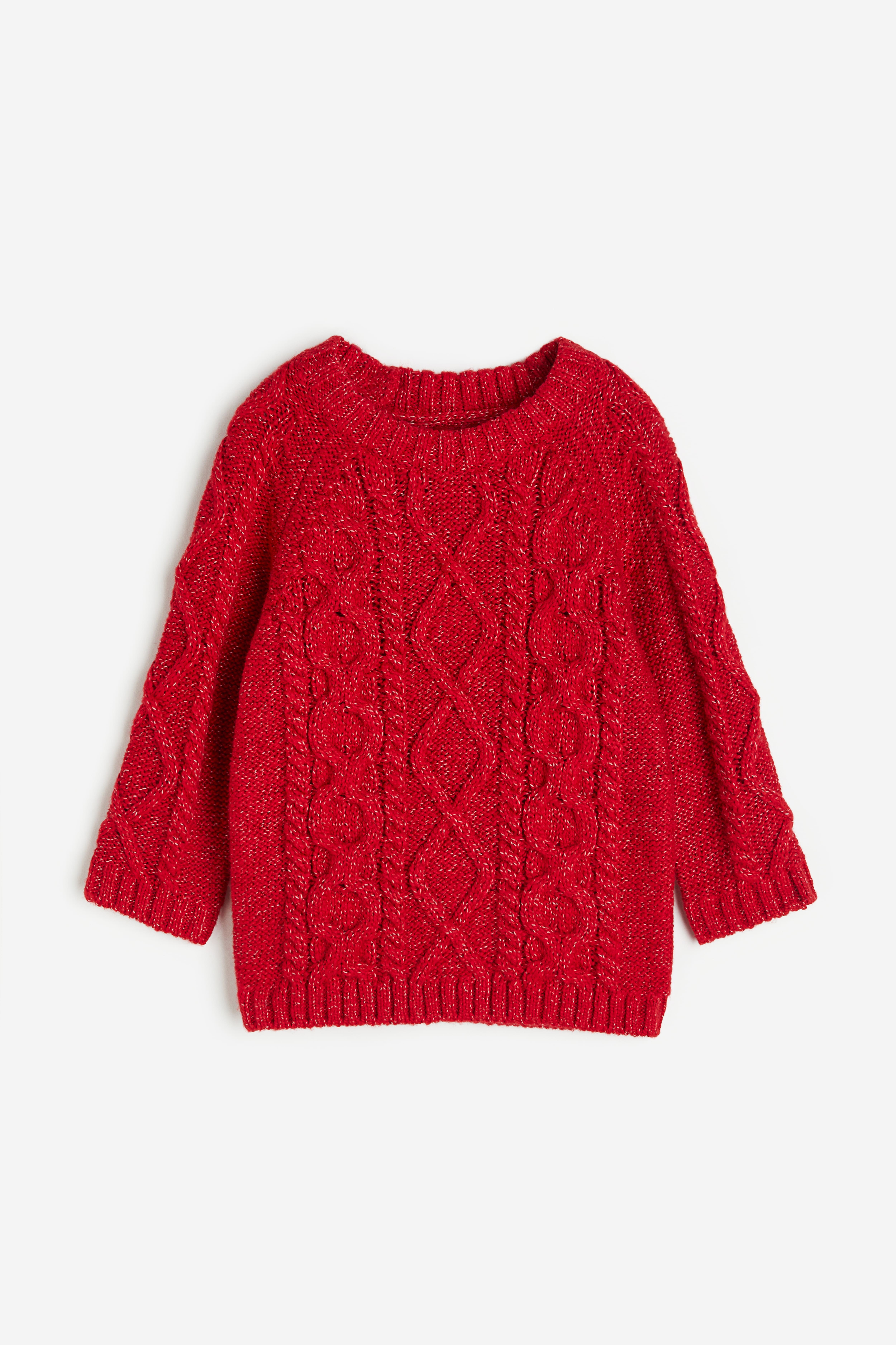 Red cable knit sweater fashion