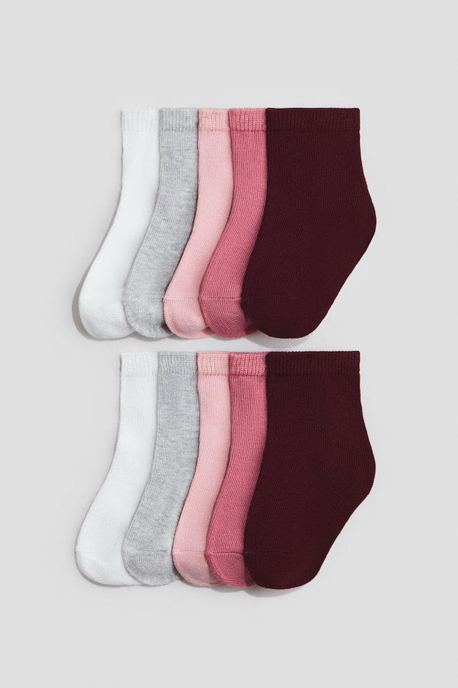 10er-Pack Socken - Rosa/Hellgrau/Braun/Hellbeige/Schwarz/Grau/Weiss/Grün/Grau/Schwarz/Hellbeige/Braun - 1