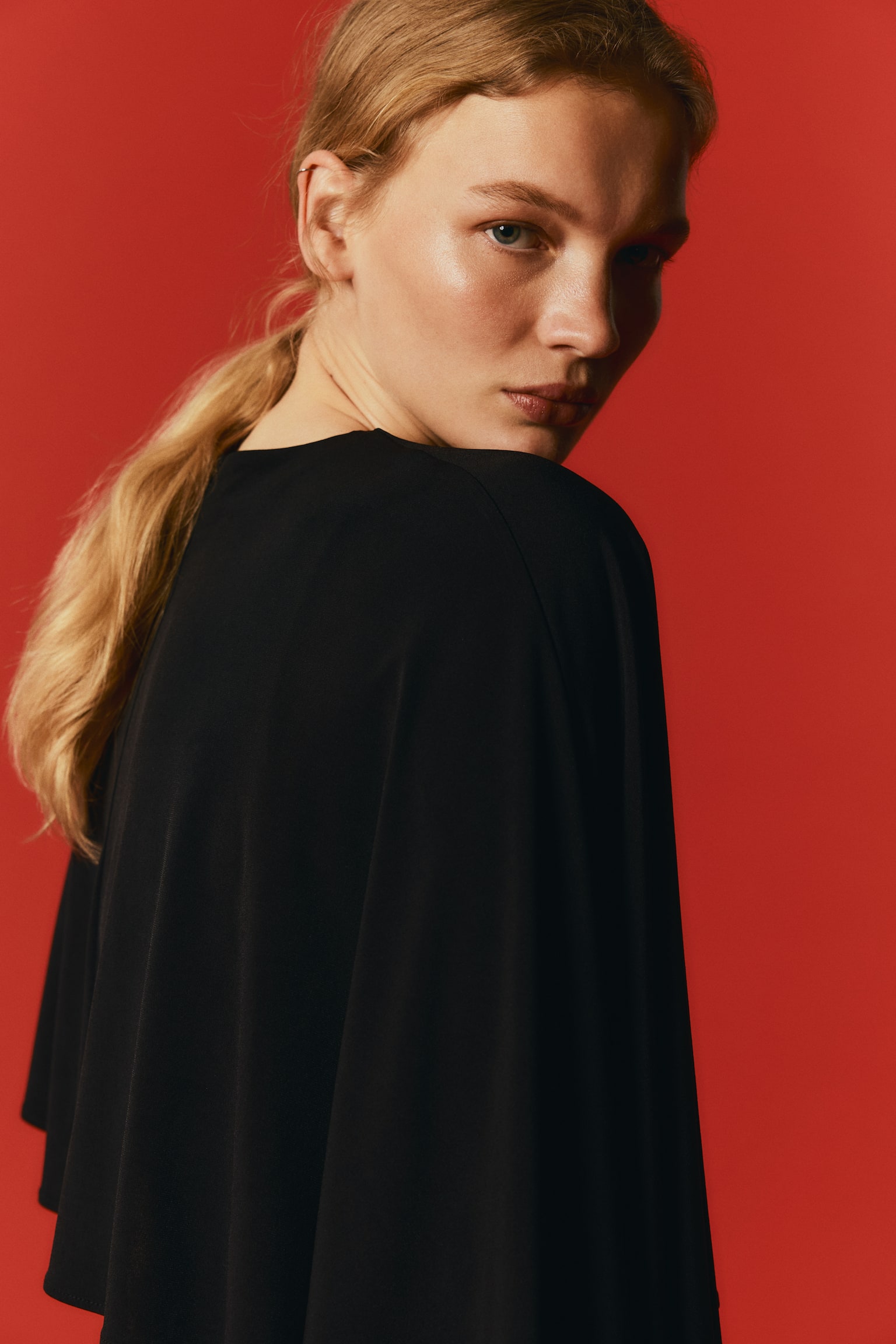 Cape-detail top - Noir/Orange pâle - 3