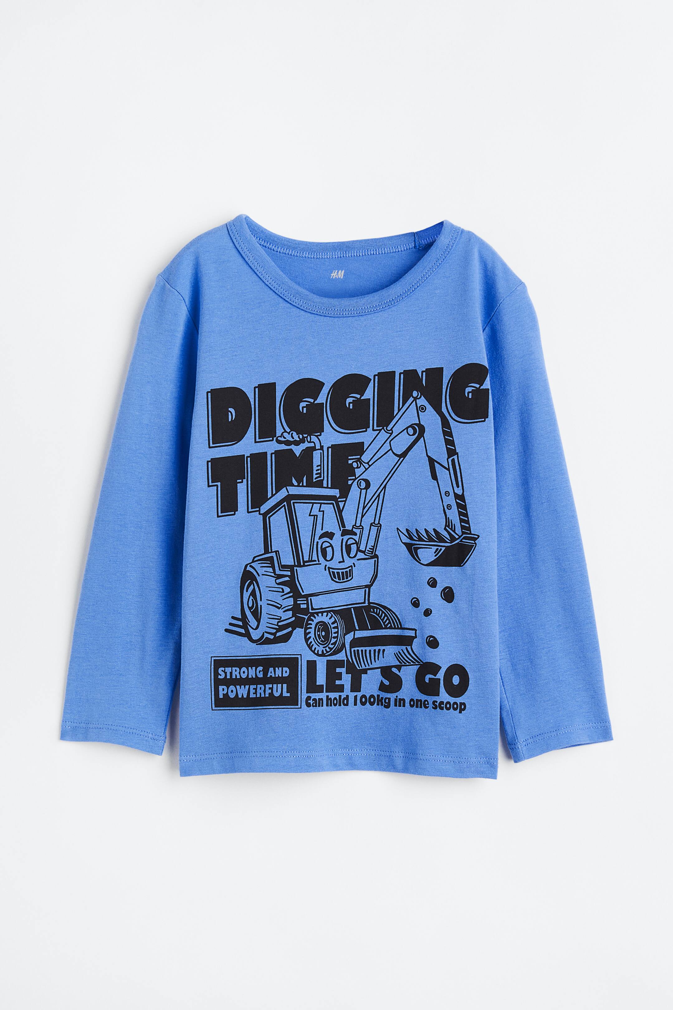 View larger image: Long-sleeved T-shirt - Blue/Digger - Kids | H&M 1