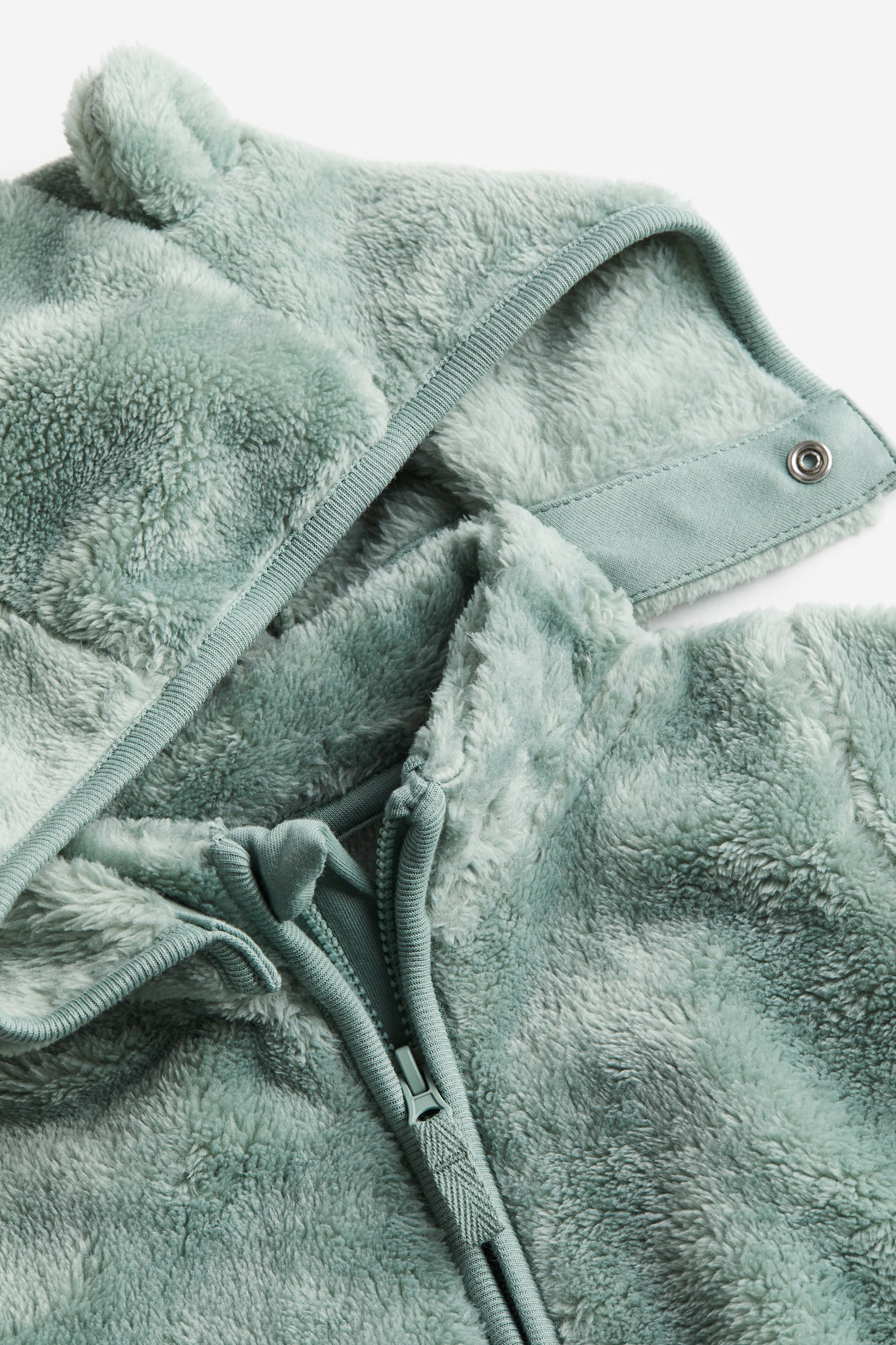 Pile Fleece Zip Up Hoodie - Dusty green - 2