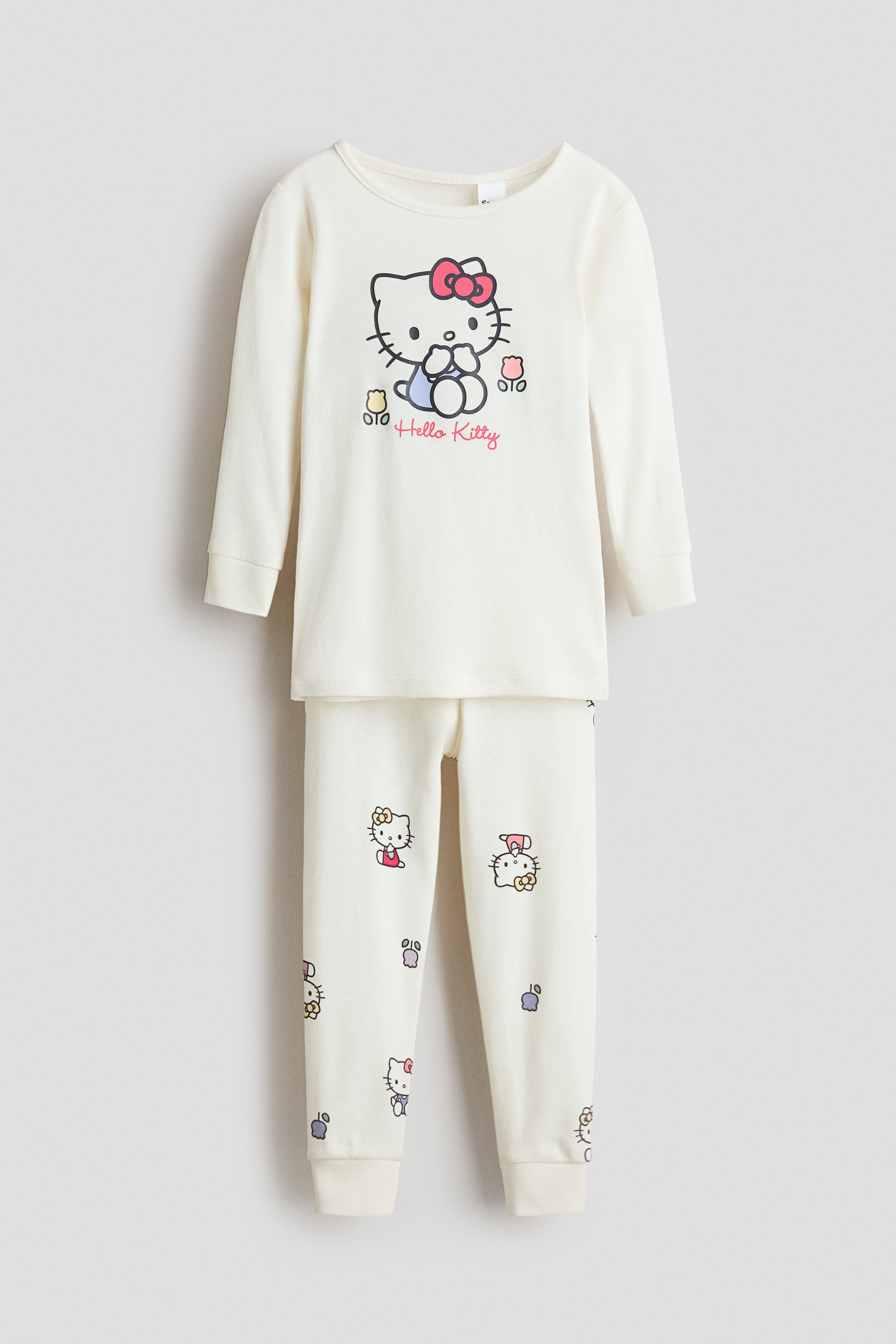 Cream/Hello Kitty Snug Fit Cotton Jersey Pajamas for kids
