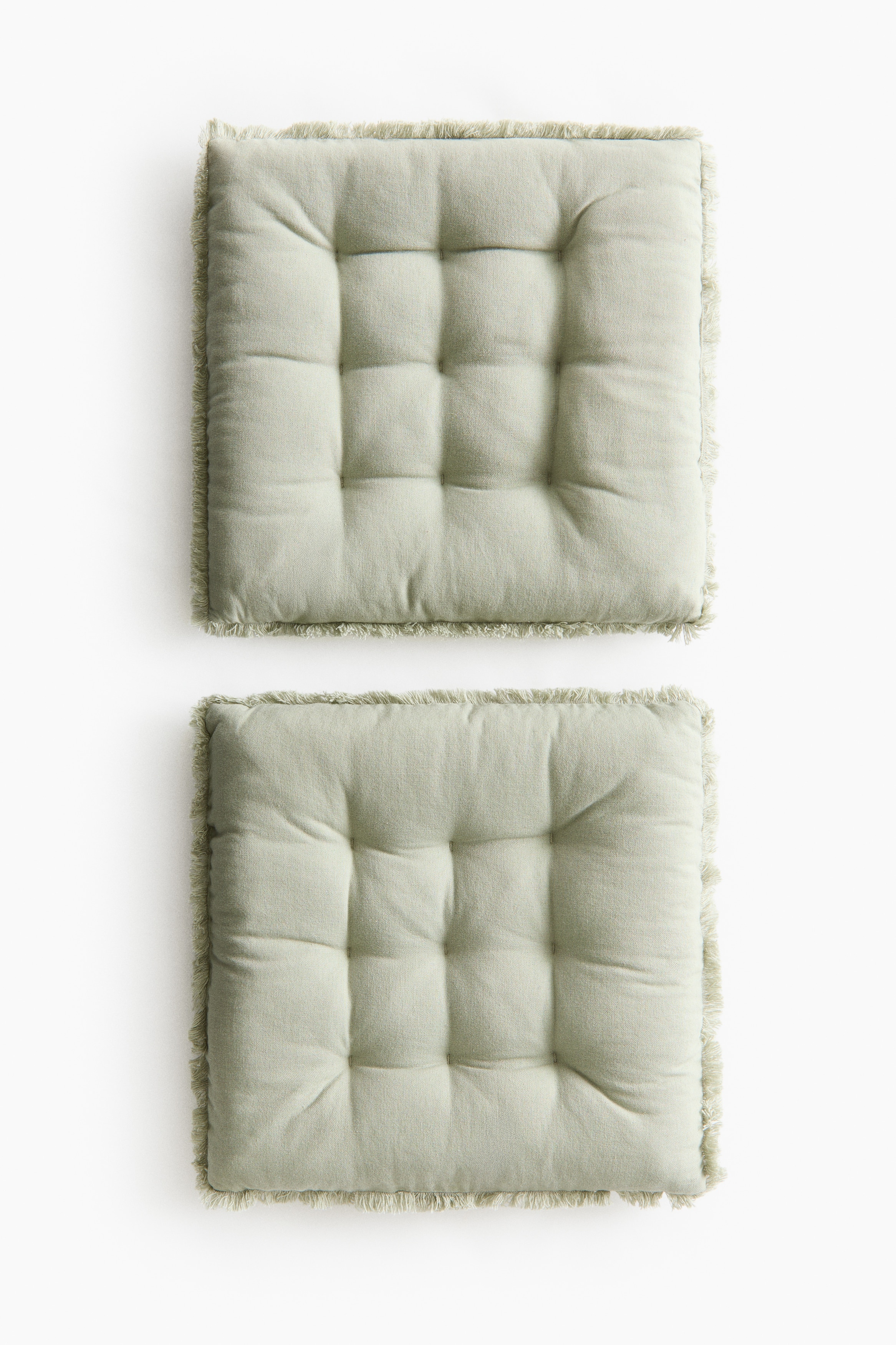 Lot de 2 coussins d'assise en lin mélangé - Vert kaki clair/Beige clair/Marron foncé/Jaune/Orange