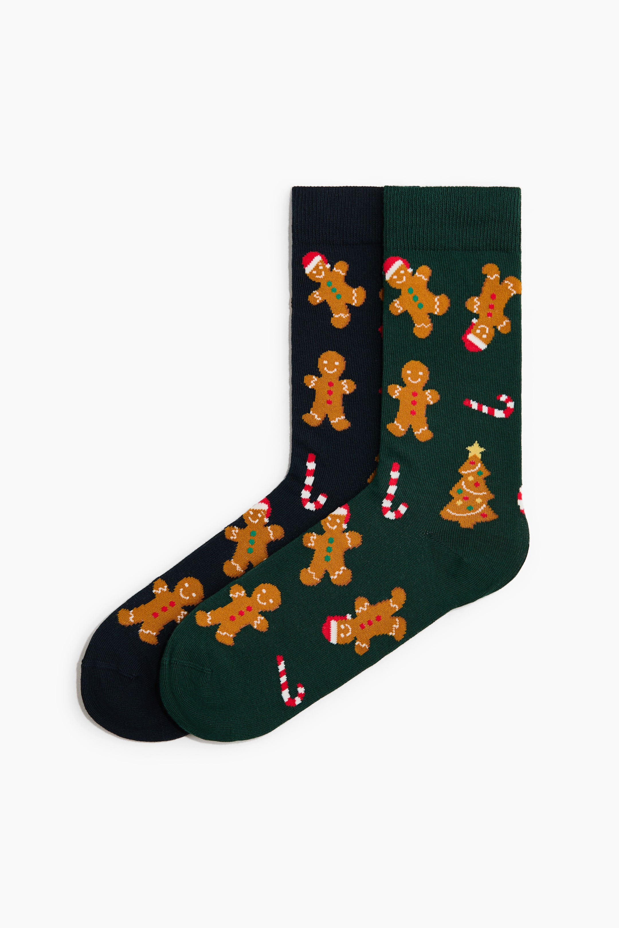 View larger image: 2-pack jacquard-knit socks - Navy blue/Gingerbread - Men | H&M 1
