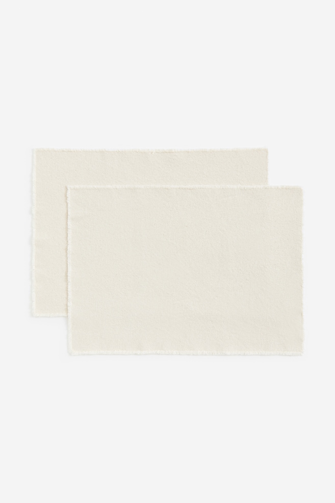 2-pak dækkeserviet i canvas - Lys beige/Rustorange/Mørkegrå - 1
