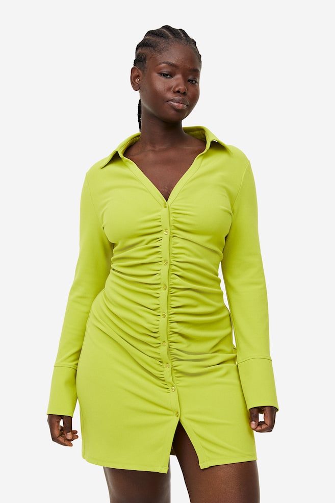 Draped shirt dress - Lime green/Brown/Black/Cream/Zebra print - 1