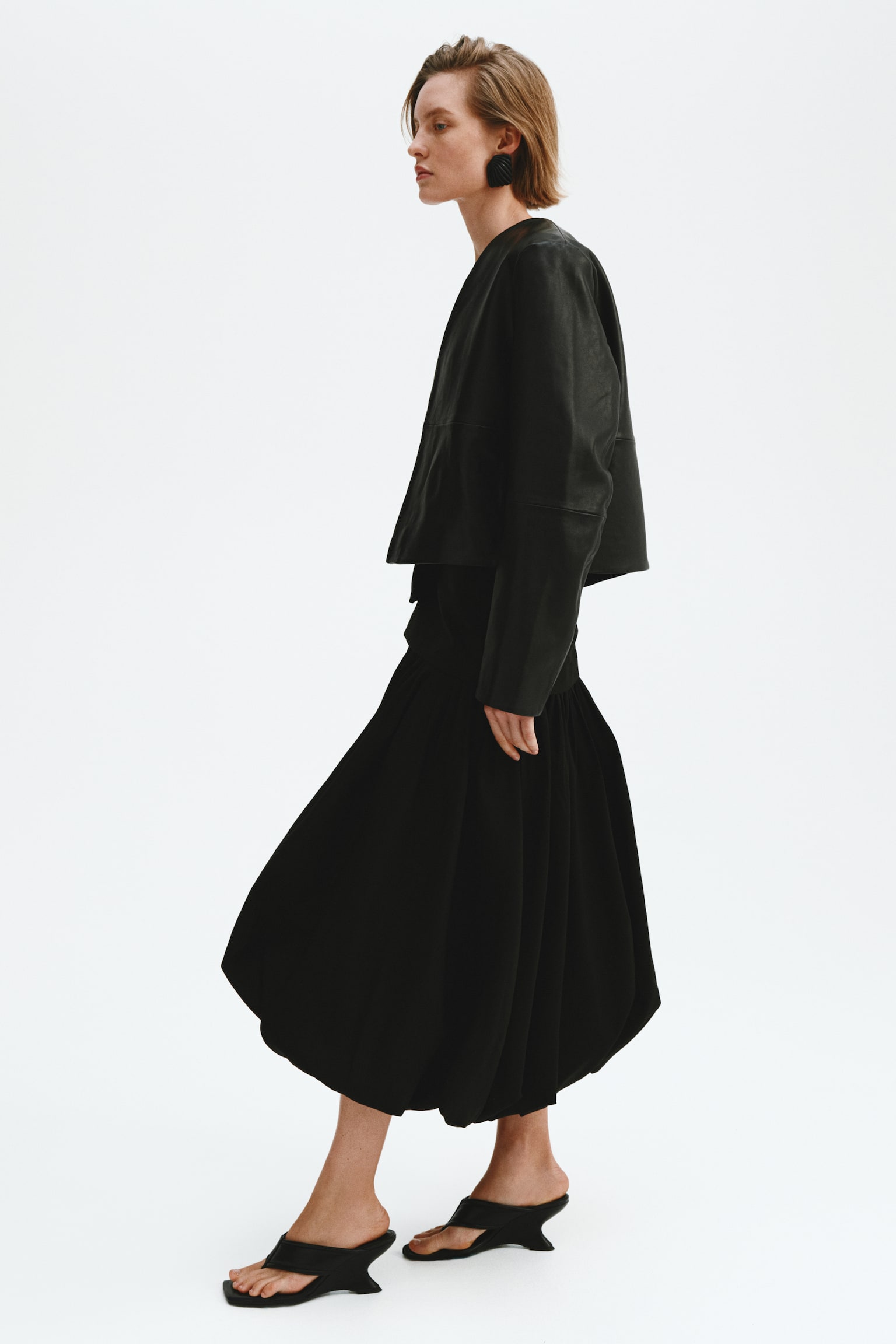 Midi balloon skirt - Black/Bright red - 4