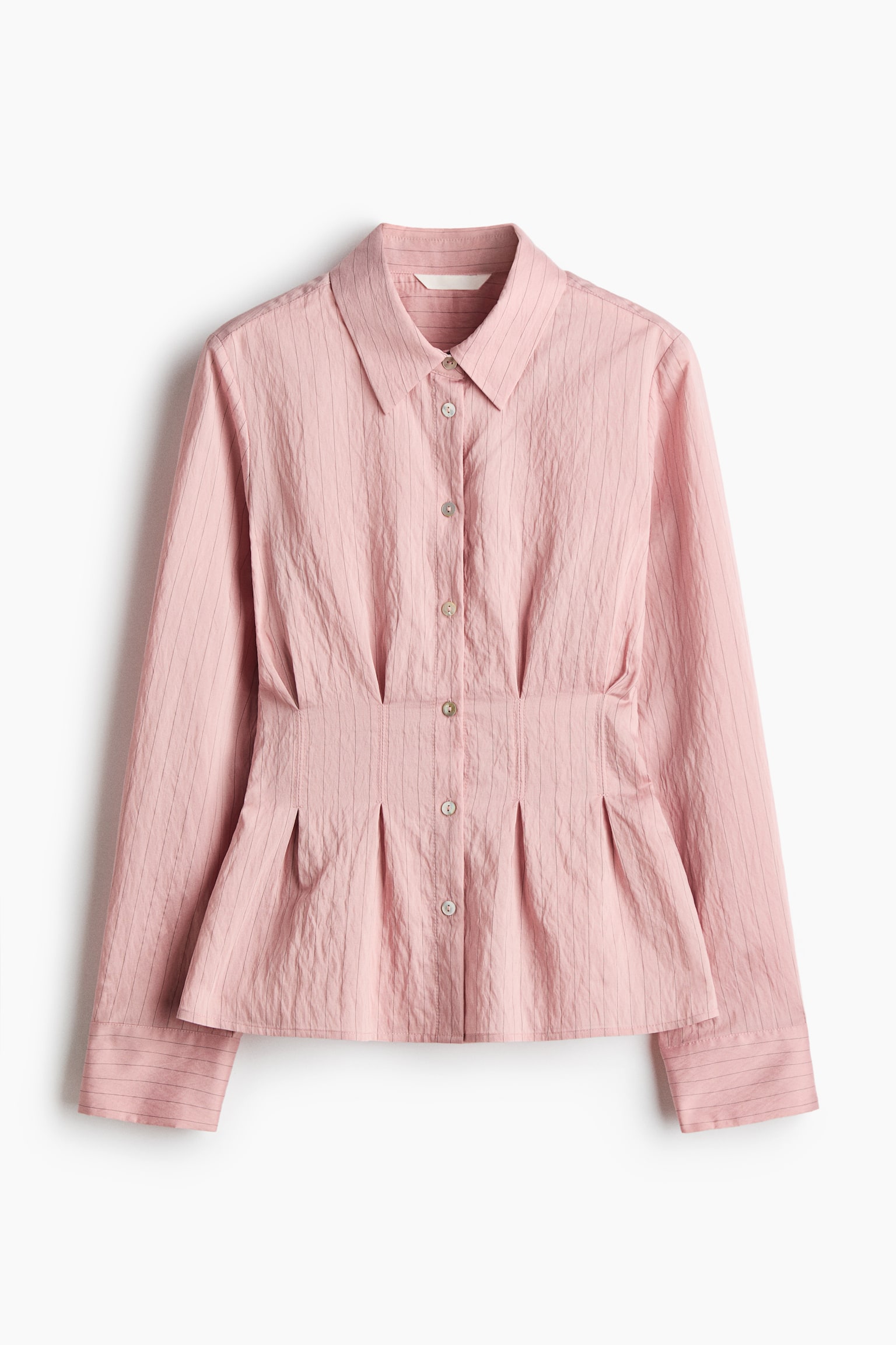 Skjorte med markeret talje - Støvet rosa/Stribet