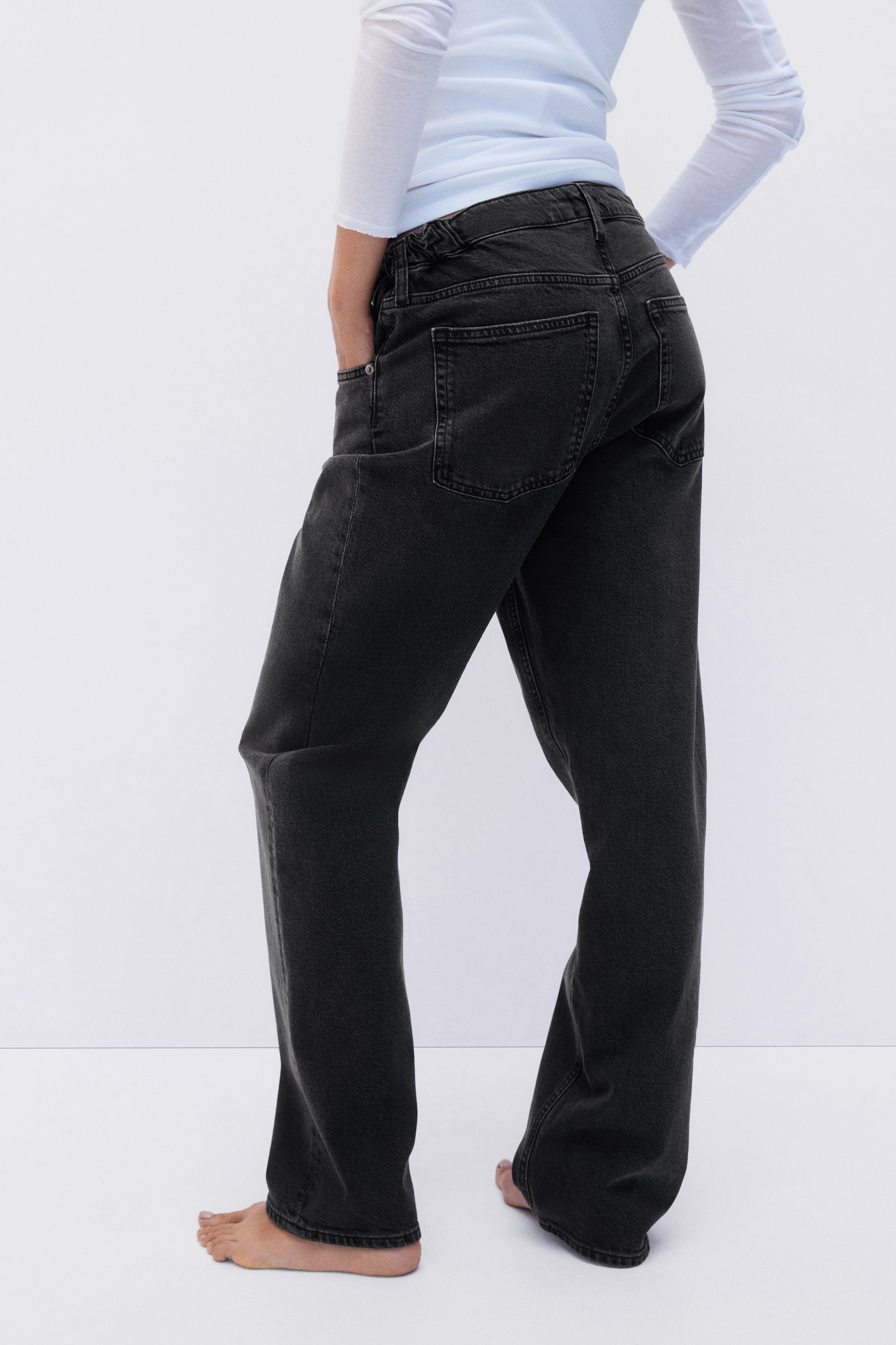 Women's Denim black MAMA Straight Low-Waist Jeans | H&M US