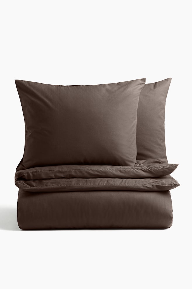 Cotton King/Queen Duvet Cover Set - Dark brown/Dusty pink/Khaki green/Gray/Light khaki green/Taupe/Dark green/Light beige/Light pink - 1