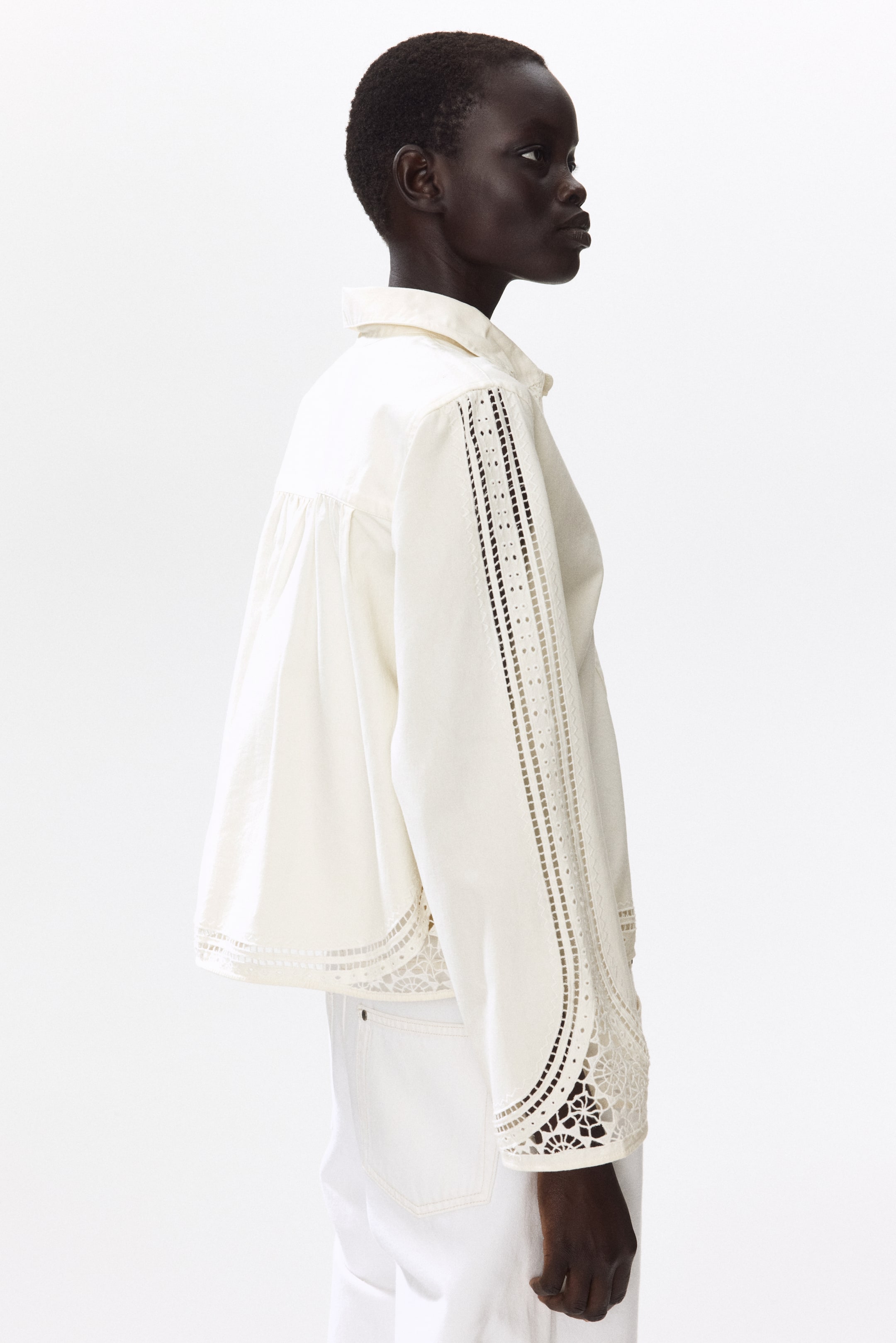 Женские куртки H&M Broderie anglaise cotton jacket — фото 5