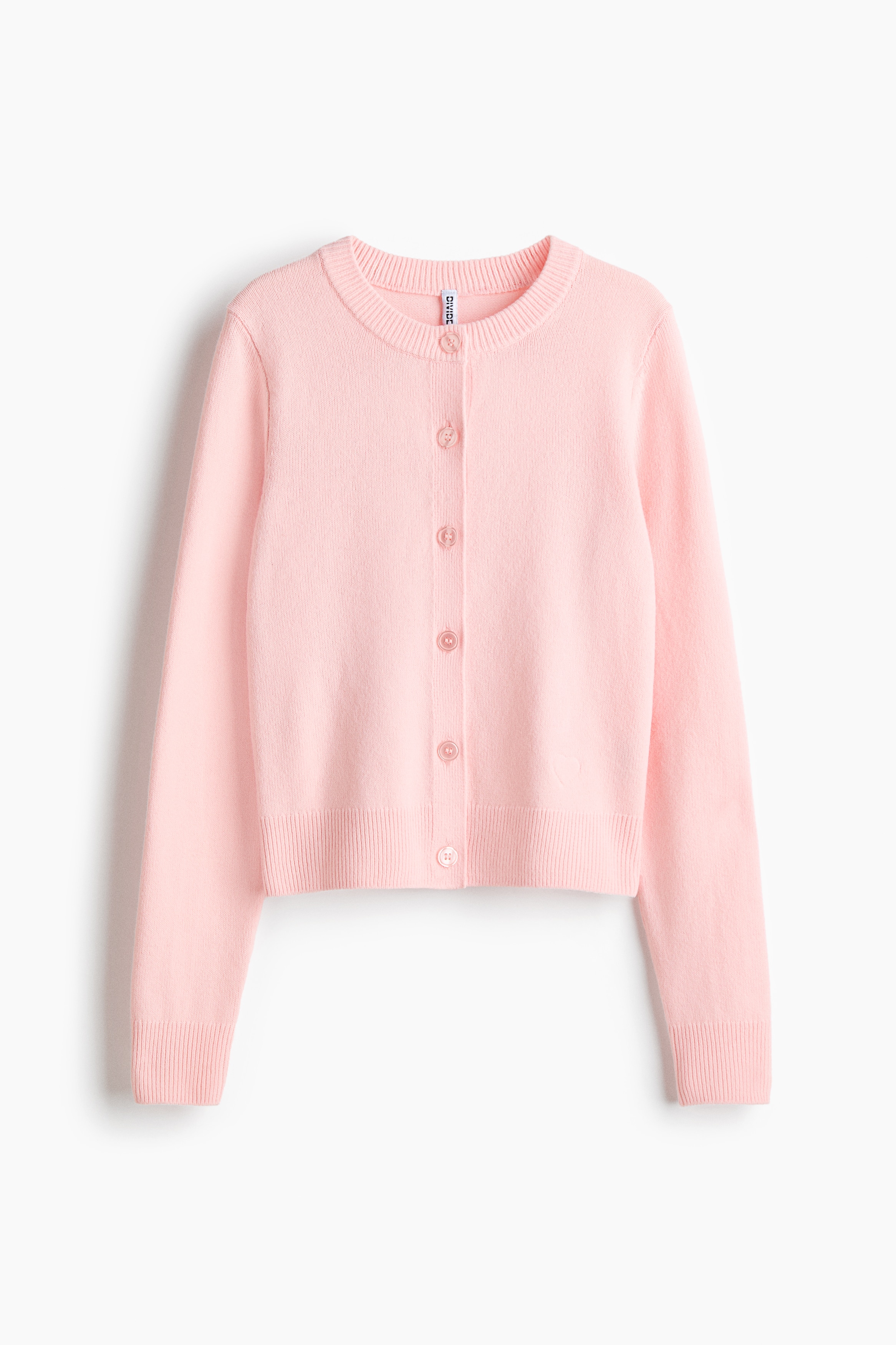 Fine-Knit Cardigan - Light pink/Light beige