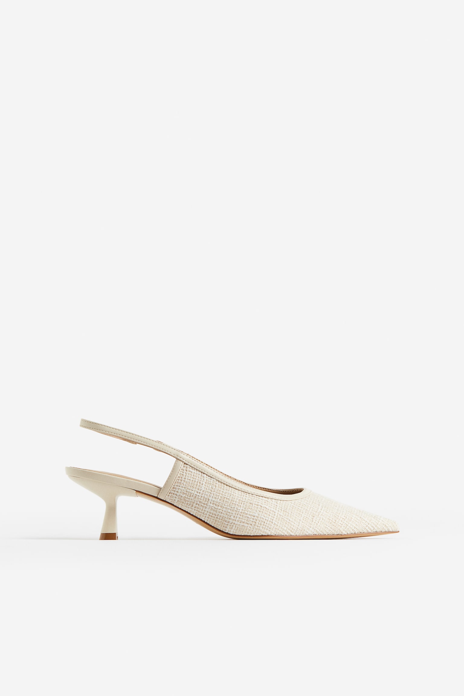 Textured Slingbacks - Light beige/Black - 2