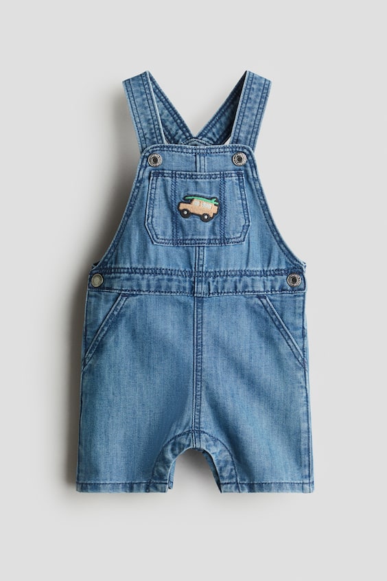 Детские шорты H&M Denim Overall Shorts with Embroidered Details
