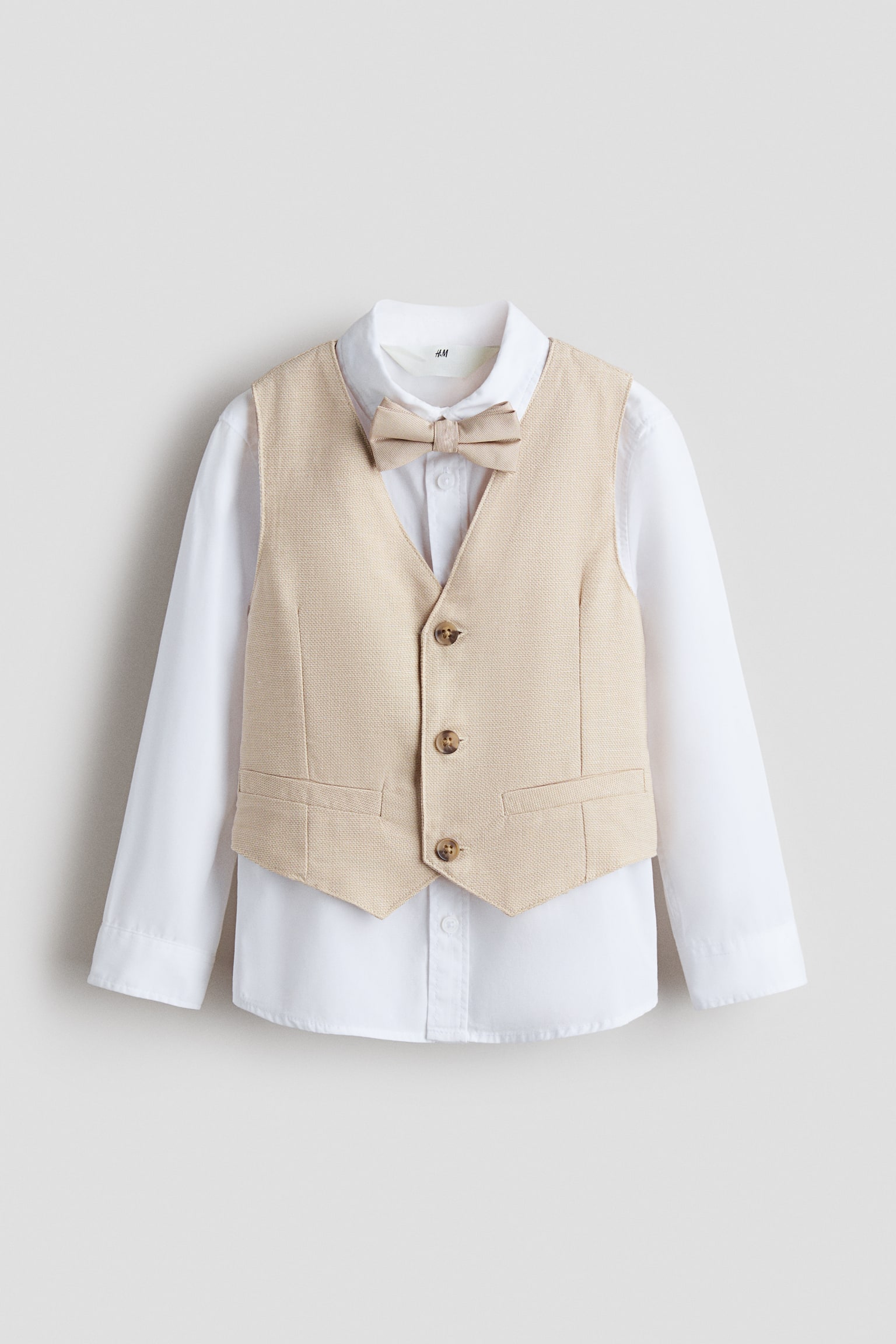 Elegantan trodelni komplet - Svetlobež/bela/Mornarsko plava/bela/Bež/karirano