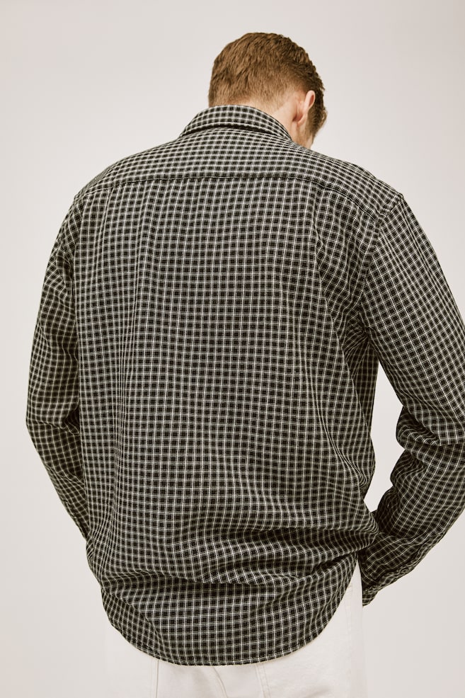 Koszula z diagonalu Regular Fit - Czarny/Biała krata - 4