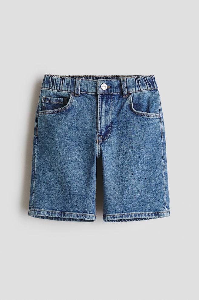 Relaxed Fit Denim Shorts - Denim blue/Light denim blue/Light beige - 1